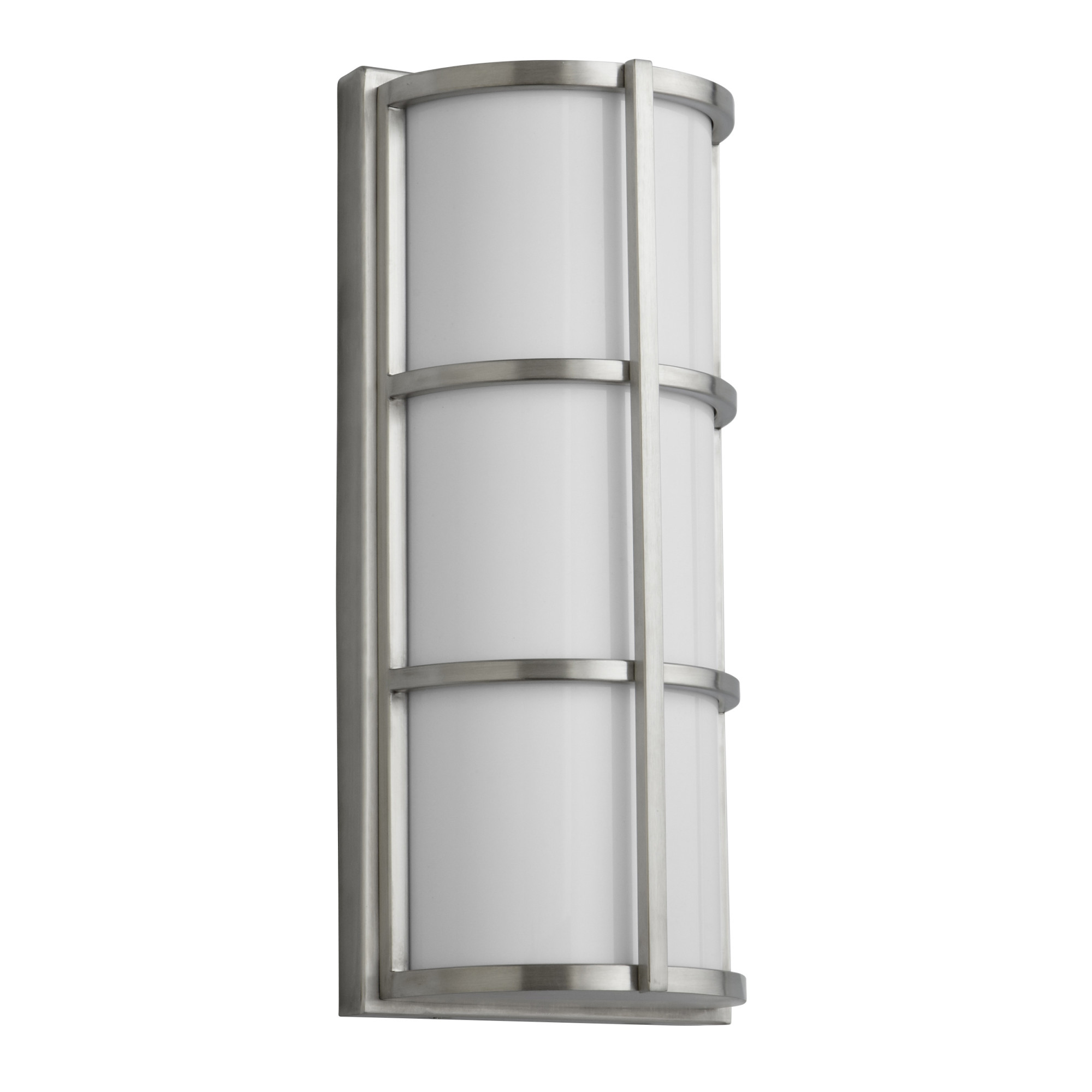 Photos - Floodlight / Street Light Oxygen Lighting 3-712 Leda 17" Tall 1 Light Outdoor LED Wall Sconce with Acrylic Half Cylinder Shade Satin Nickel / White Ou 