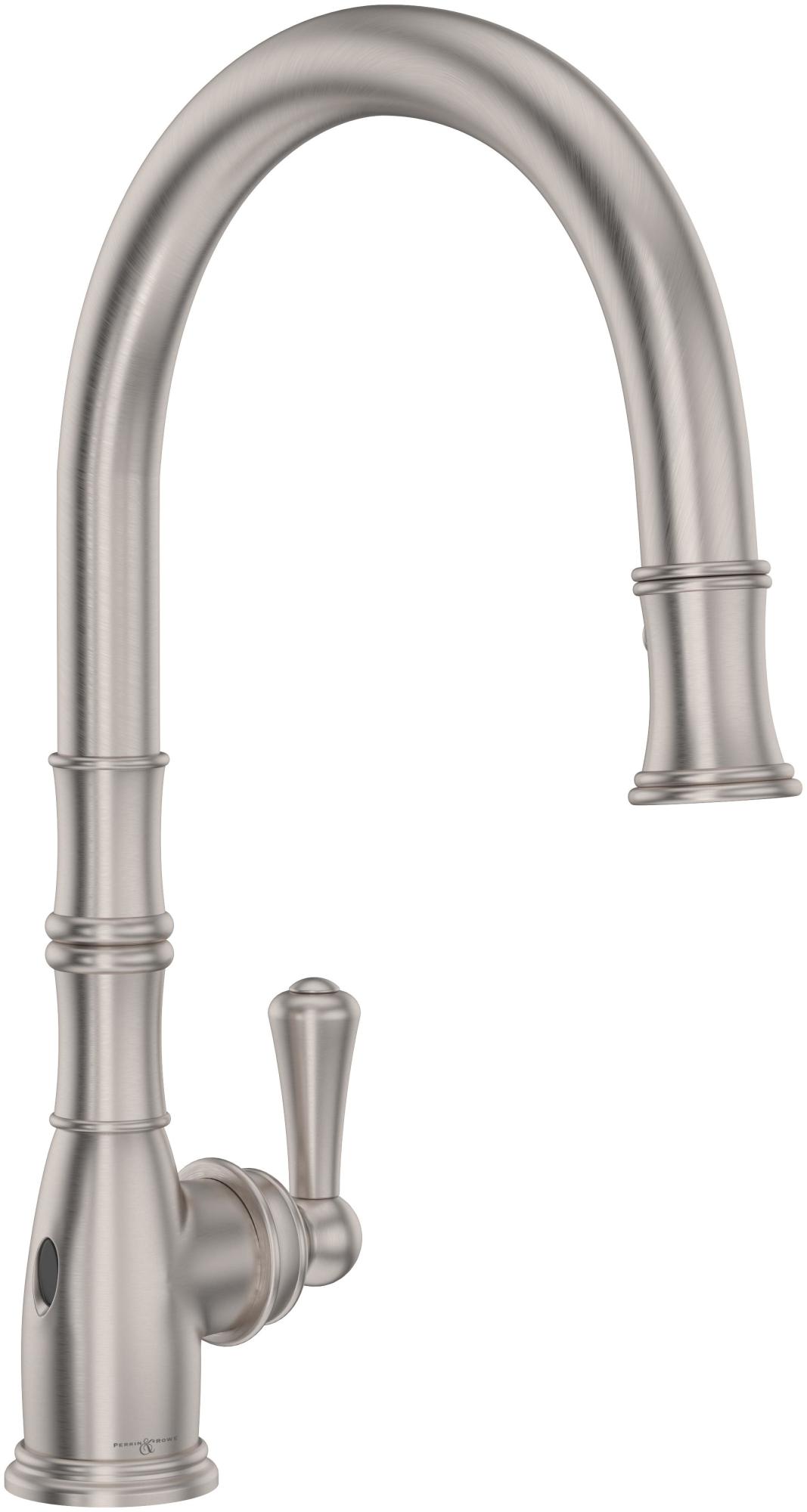 Photos - Tap A&D Perrin and Rowe U.4734-2 Georgian Era 1.75 GPM Touchless Single Hole Pull Down Kitchen Faucet Satin Nickel Faucet Kitchen Si 