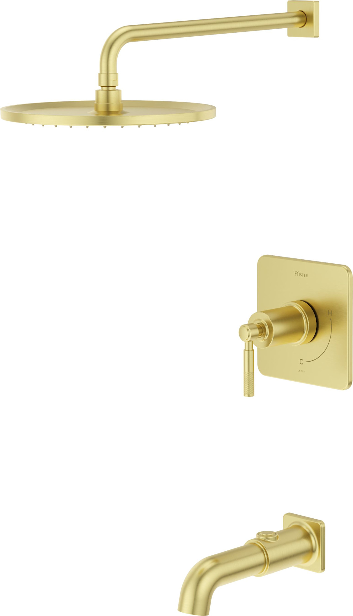 Pfister HLSSHW5 Hillstone Pressure Balance Tub/Shower with 10" Rainhead 18" Straight Shower Arm & Flange Brushed Gold Showers Tub and Shower Pressure
