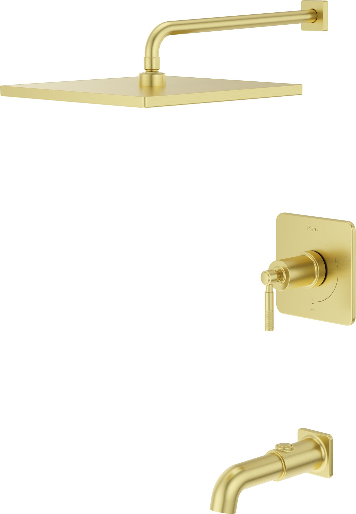 Pfister HLSSHW6 Hillstone Pressure Balance Tub/Shower with 10" Rainhead 18" Straight Shower Arm and Flange Brushed Gold Showers Tub and Shower