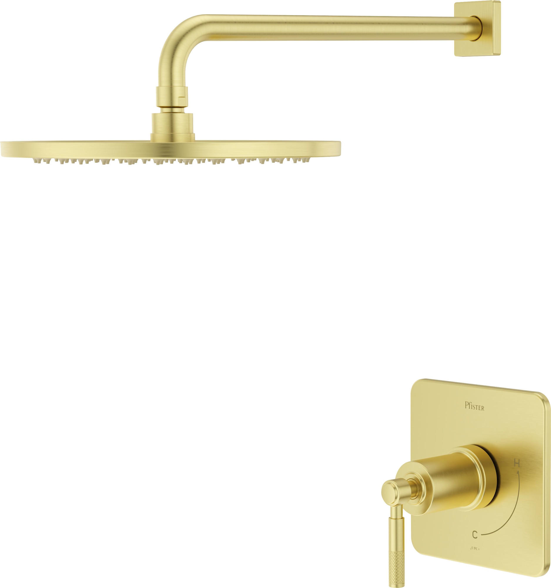 Pfister HLSSHW7 Hillstone Pressure Balance Shower with 10" Rainhead 18" Straight Shower Arm & Flange Brushed Gold Showers Shower Only Pressure