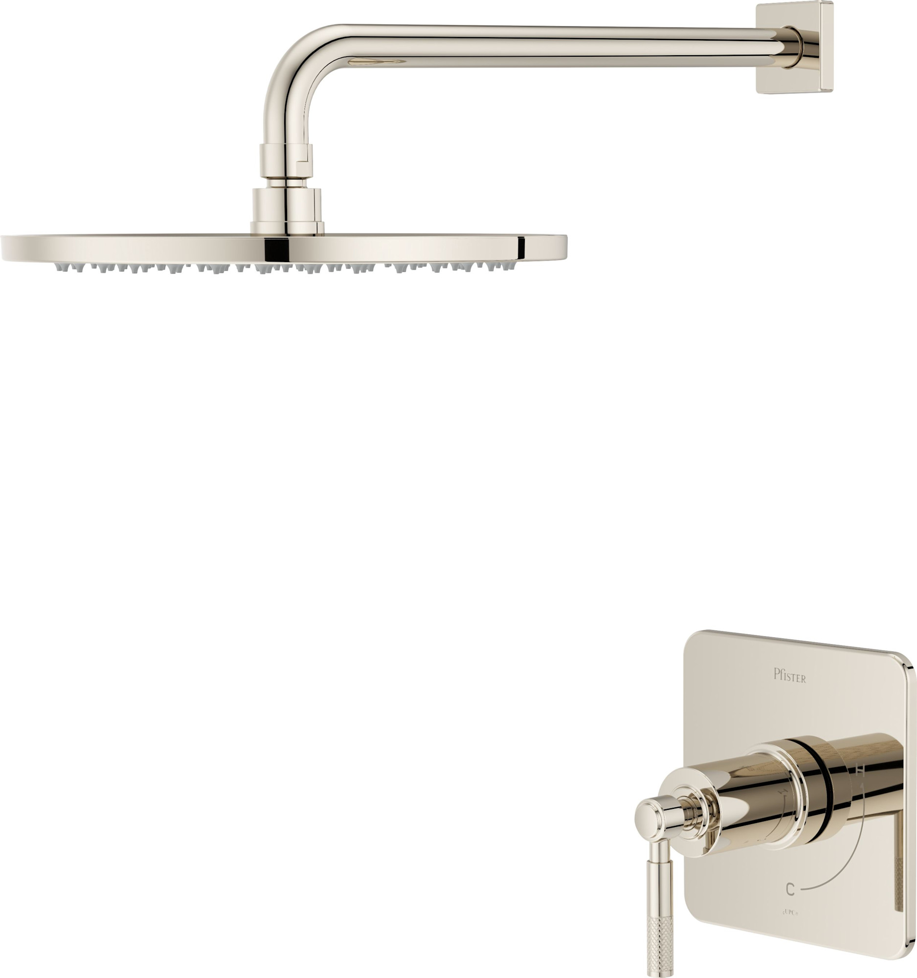 Pfister HLSSHW7 Hillstone Pressure Balance Shower with 10" Rainhead 18" Straight Shower Arm & Flange Polished Nickel Showers Shower Only Pressure