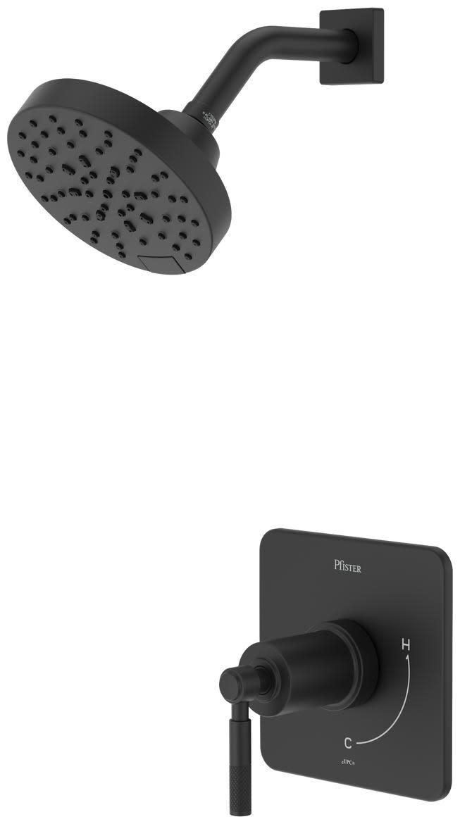 Pfister LG89-7HLS Hillstone Shower Only Trim Package with 1.75 GPM Multi Function Shower Head - Less Valve Matte Black Showers Shower Only Pressure