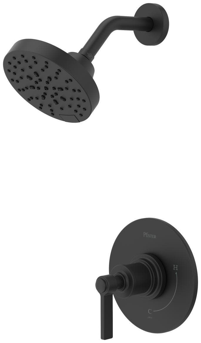 Pfister LG89-7WN Winter Park Shower Only Trim Package with 1.75 GPM Multi Function Shower Head - Less Valve Spot Defense Matte Black Showers Shower
