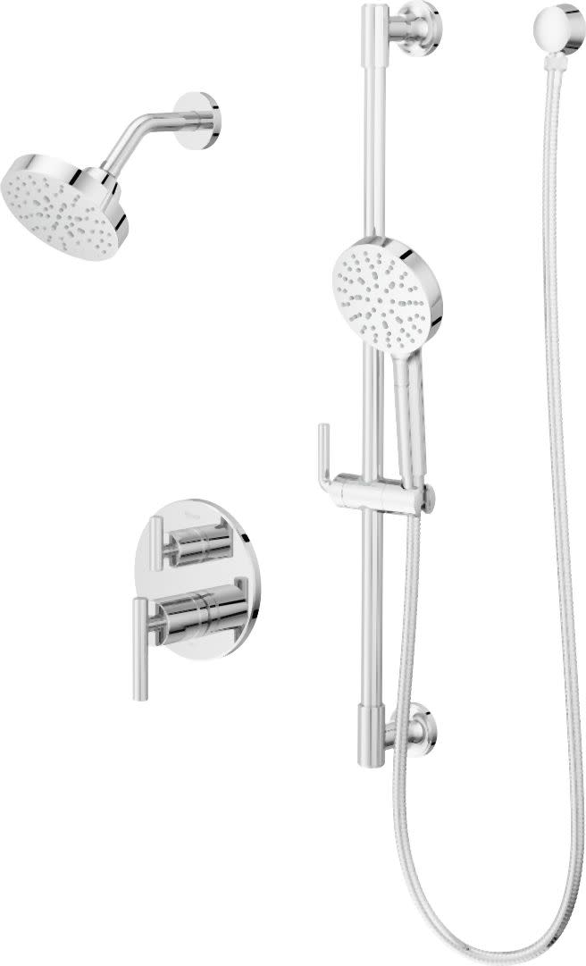 Pfister NCSHW3 Contempra Stacked Pressure Balance Trim with Round Multi-Function Showerhead 9" Shower Arm & Flange With Multi-Function Hand Shower