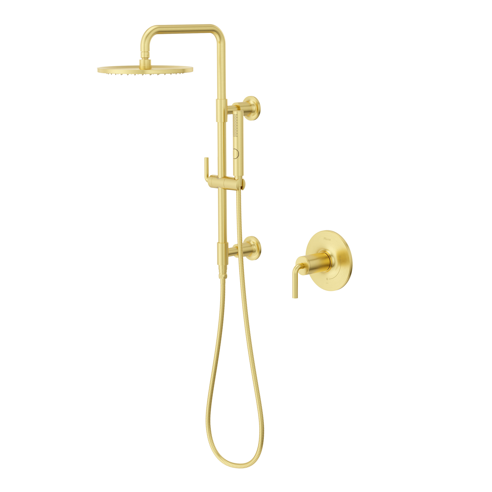 Pfister PSK-TENET-1 Tenet Pressure Balanced Shower System with Shower Head Hand Shower Slide Bar Shower Arm Hose and Valve Trim - Less Rough-In
