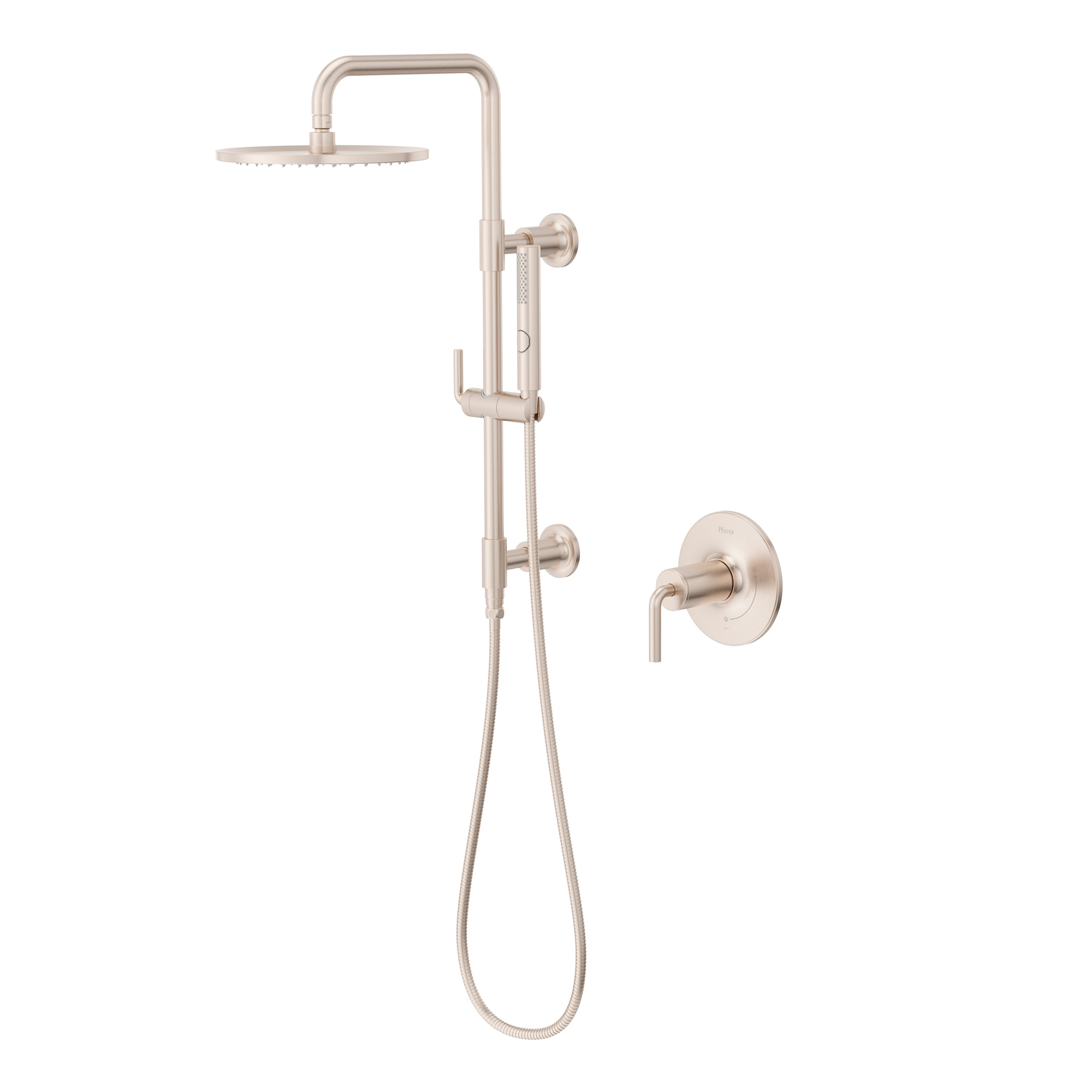 Pfister PSK-TENET-1 Tenet Pressure Balanced Shower System with Shower Head Hand Shower Slide Bar Shower Arm Hose and Valve Trim - Less Rough-In