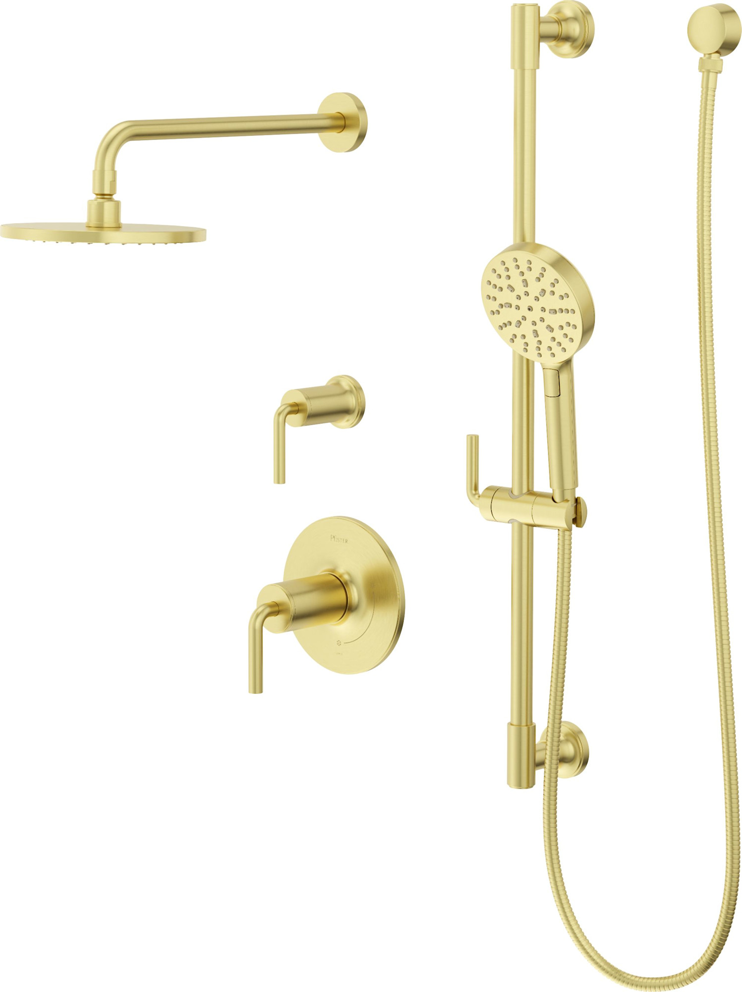 Pfister TNTSHW10 Tenet Pressure Balance Shower & Diverter Trim 10" Rainhead 18" Straight Arm & Flange & Multi-Function Hand Shower on Slidebar Kit