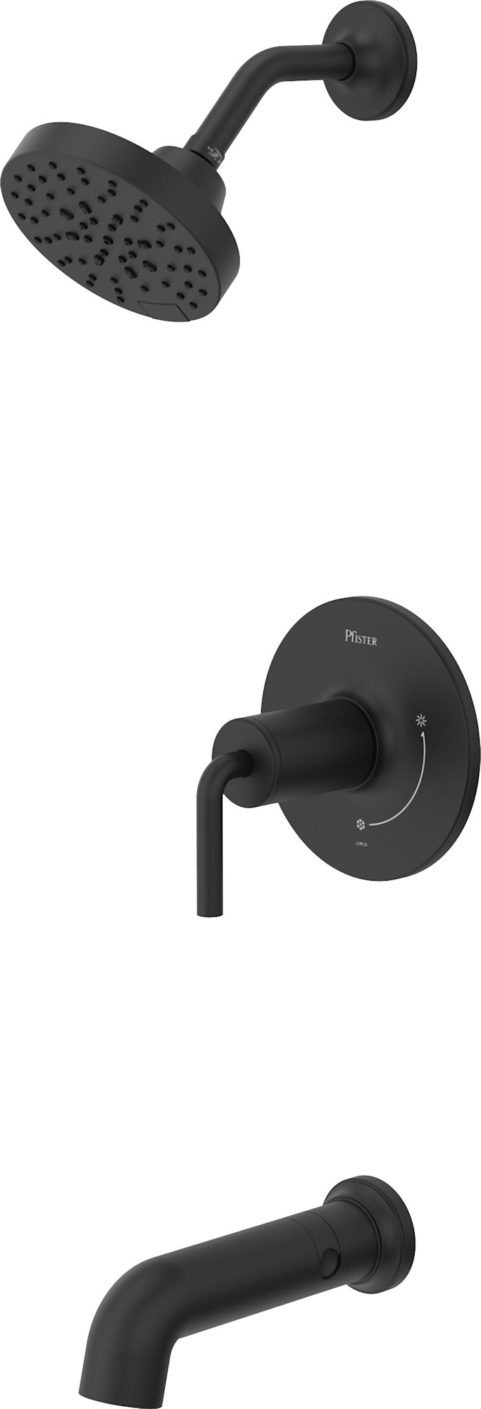 Pfister TNTSHW2 Tenet Pressure Balance Tub/Shower Trim with Round Multi-Funtion Showerhead 9" Shower Arm & Flange Matte Black Showers Tub and Shower