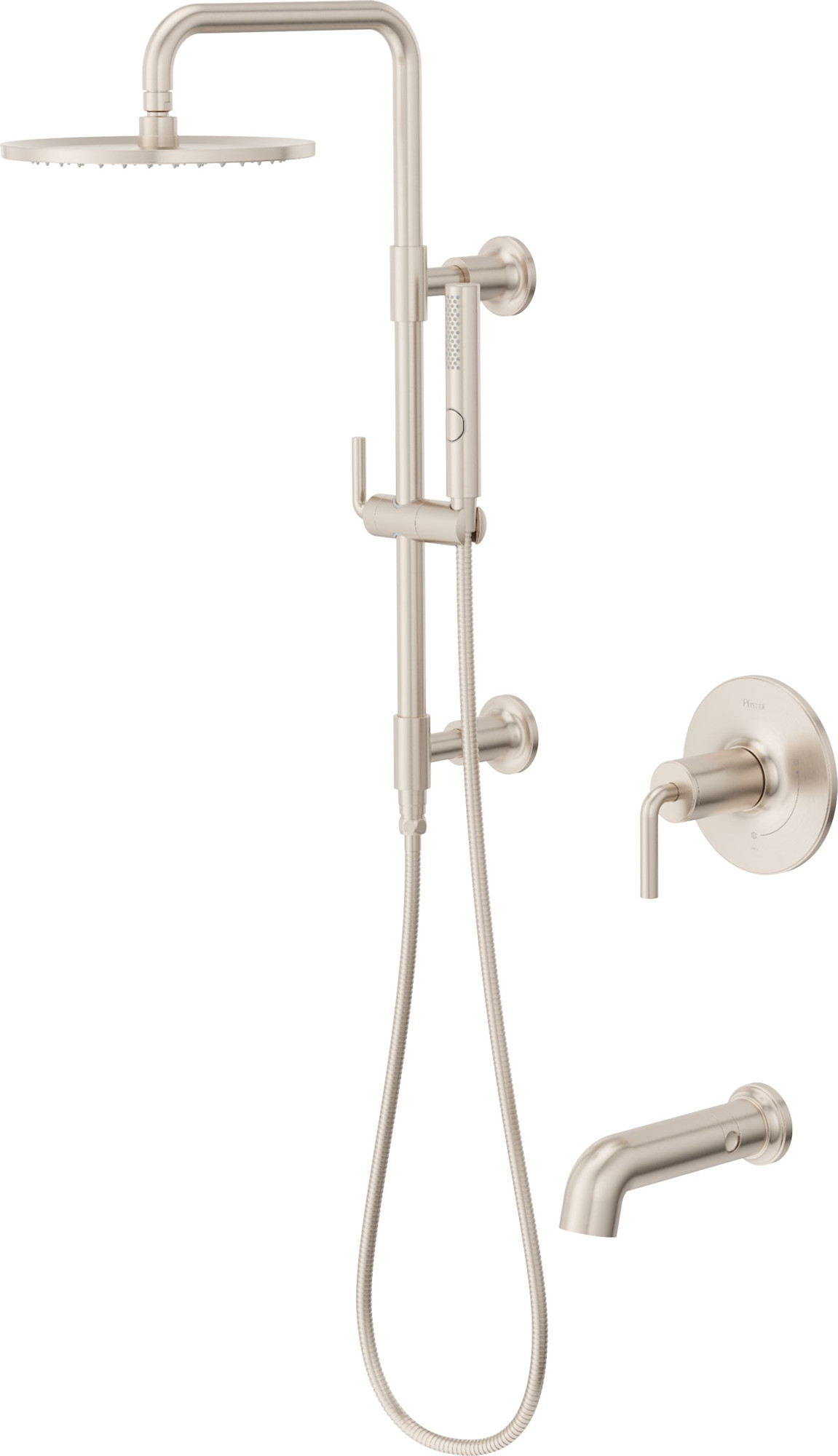 Pfister TNTSHW6 Tenet Pressure Balance Tub/Shower Trim with Shower Column and 10" Rainhead Brushed Nickel Showers Tub and Shower Pressure Balanced