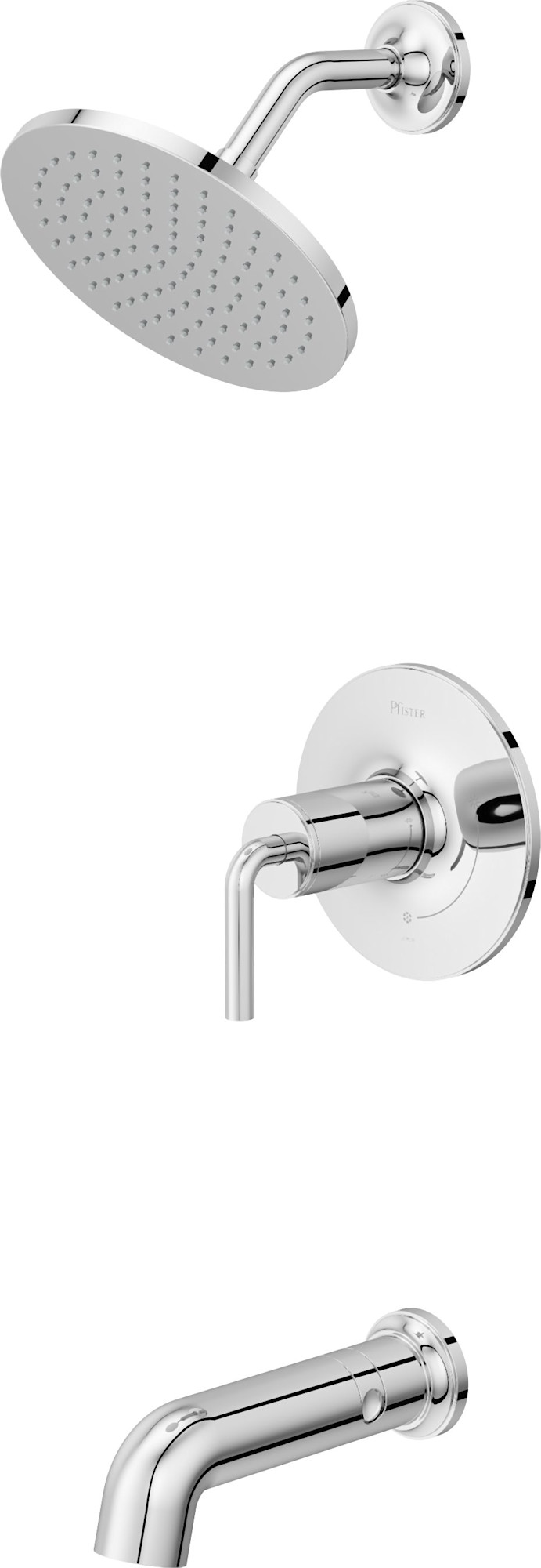 Pfister TNTSHW9 Tenet Pressure Balance Tub/Shower Trim with 8" Rainhead 9" Shower Arm & Flange Polished Chrome Showers Tub and Shower Pressure