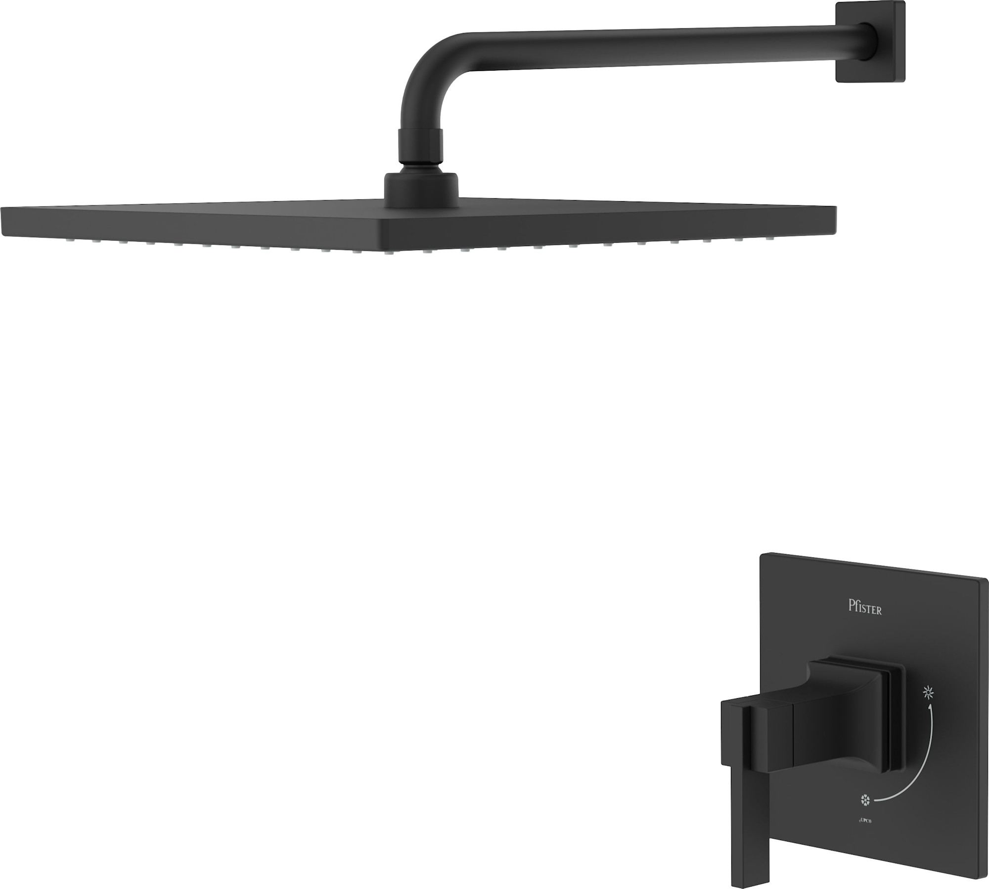 Pfister VRVSHW1 Verve Pressure Balance Shower with 10" Rainrhead 18" Straight Shower Arm & Flange Matte Black Showers Shower Only Pressure Balanced