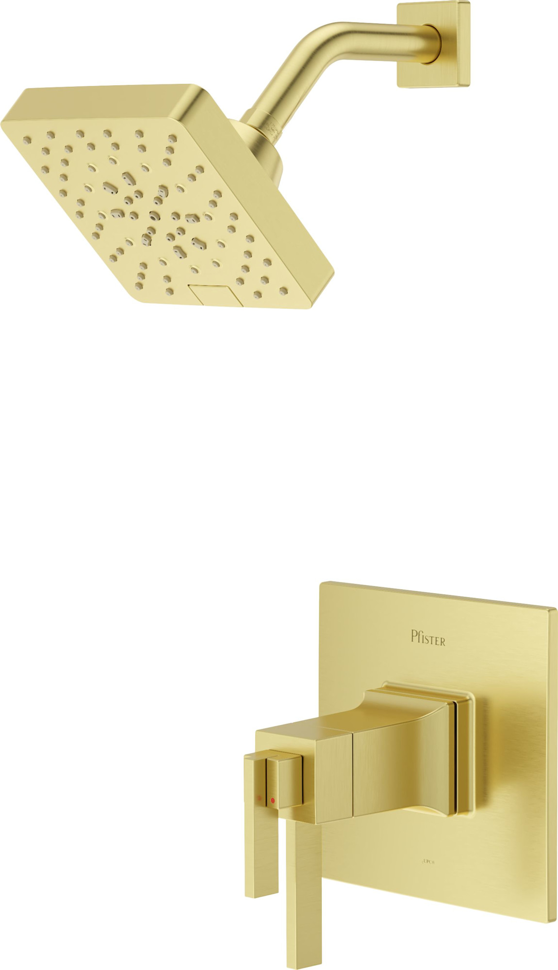 Pfister VRVSHW4 Verve Therm Shower with Square Multi-Function Showerhead 9" Shower Arm & Flange Brushed Gold Showers Shower Only Thermostatic