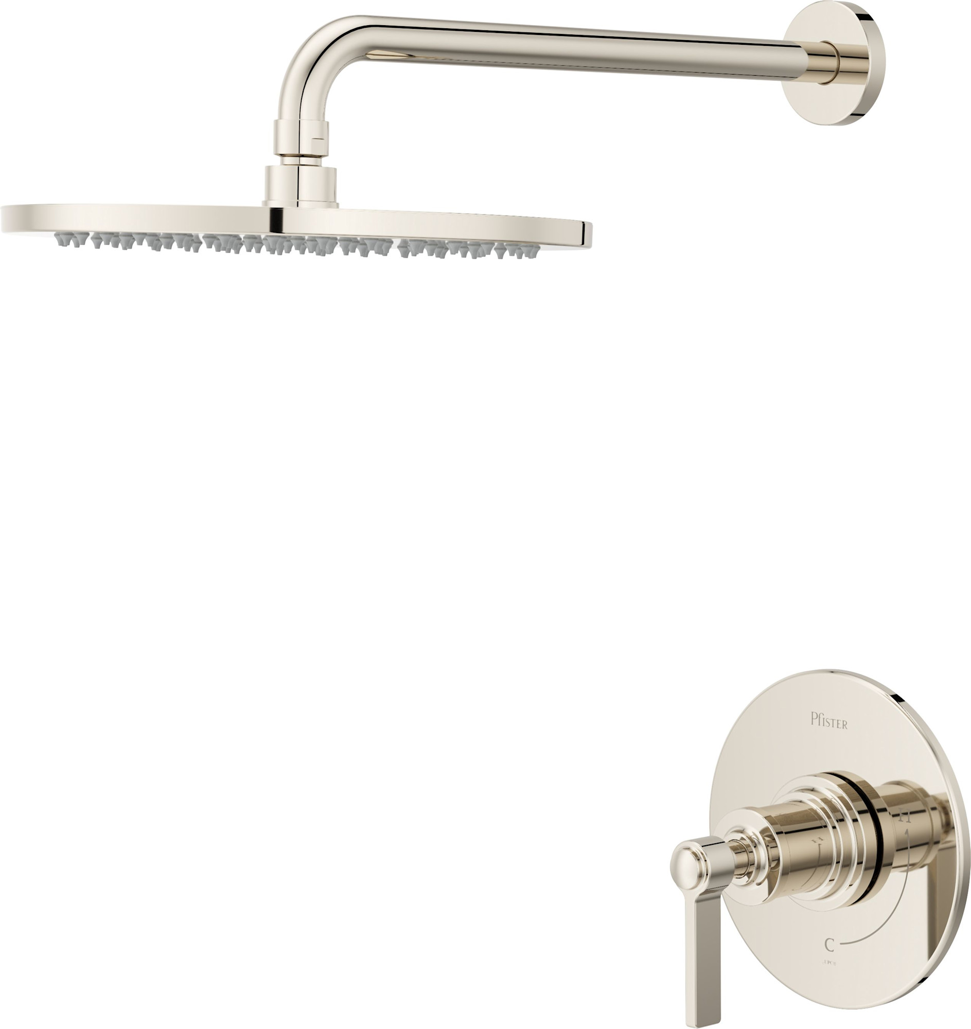 Pfister WNSHW7 Winter Park Pressure Balance Shower Trim with Round 10" Rainhead 18" Straight Shower Arm & Flange Polished Nickel Showers Shower Only