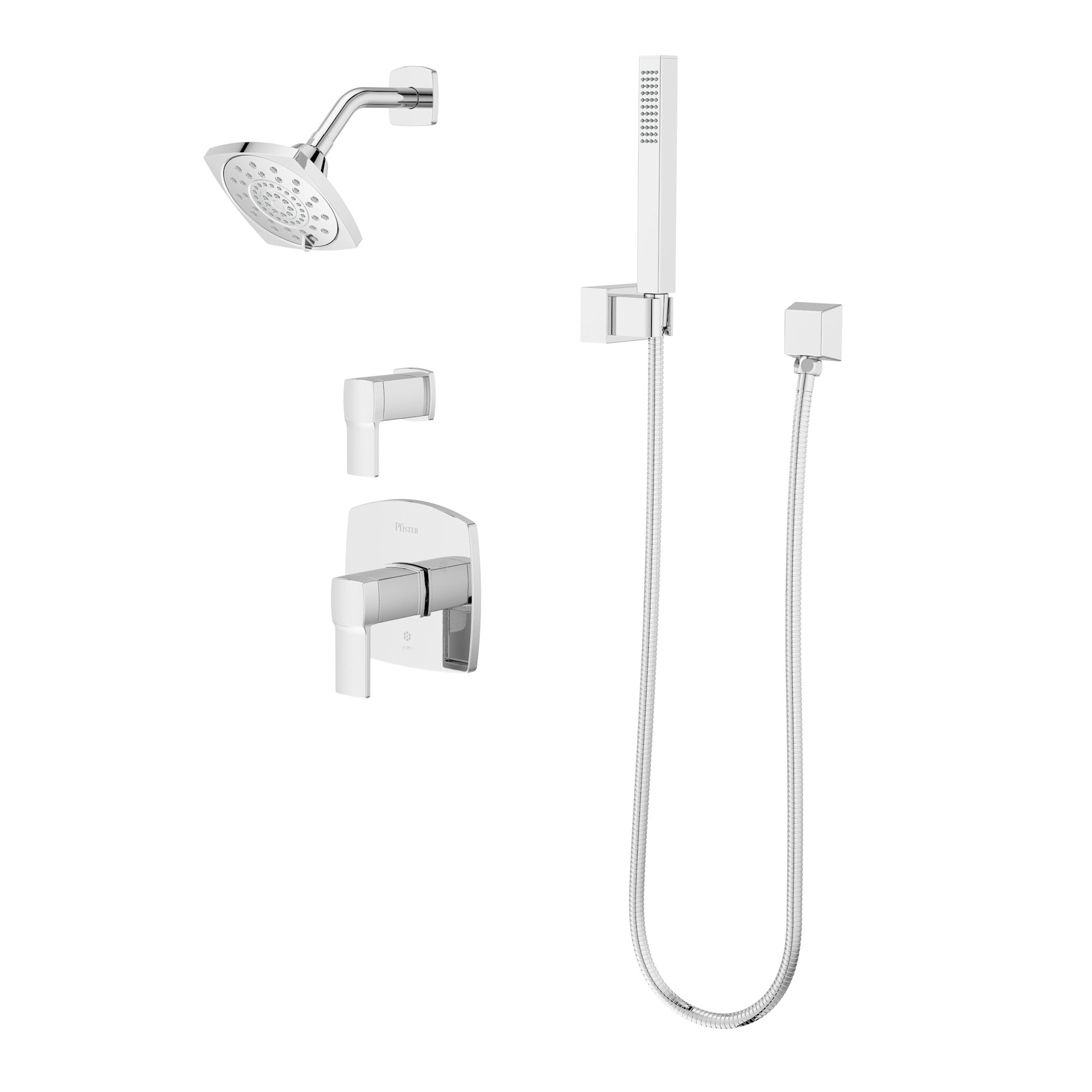 Pfister PSK-DECKARD-1 Deckard Pressure Balanced Shower System with Shower Head Hand Shower Shower Arm Hose and Valve Trim - Less Rough-In Valve