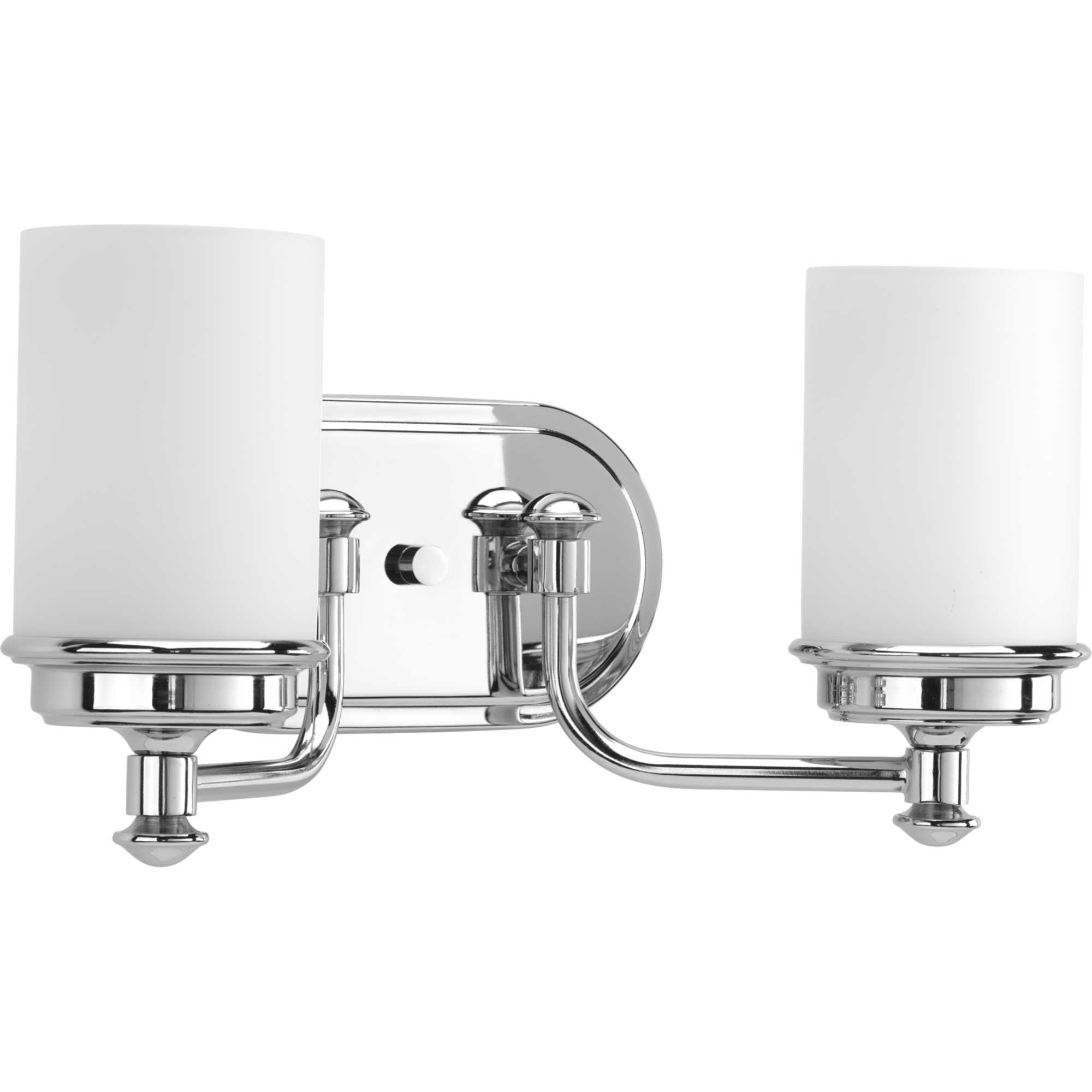 Photos - Chandelier / Lamp Progress Lighting P300013 Glide 2 Light 16" Wide Bathroom Vanity Light with White Glass Pillar Shades Polished Chrome Indoor 