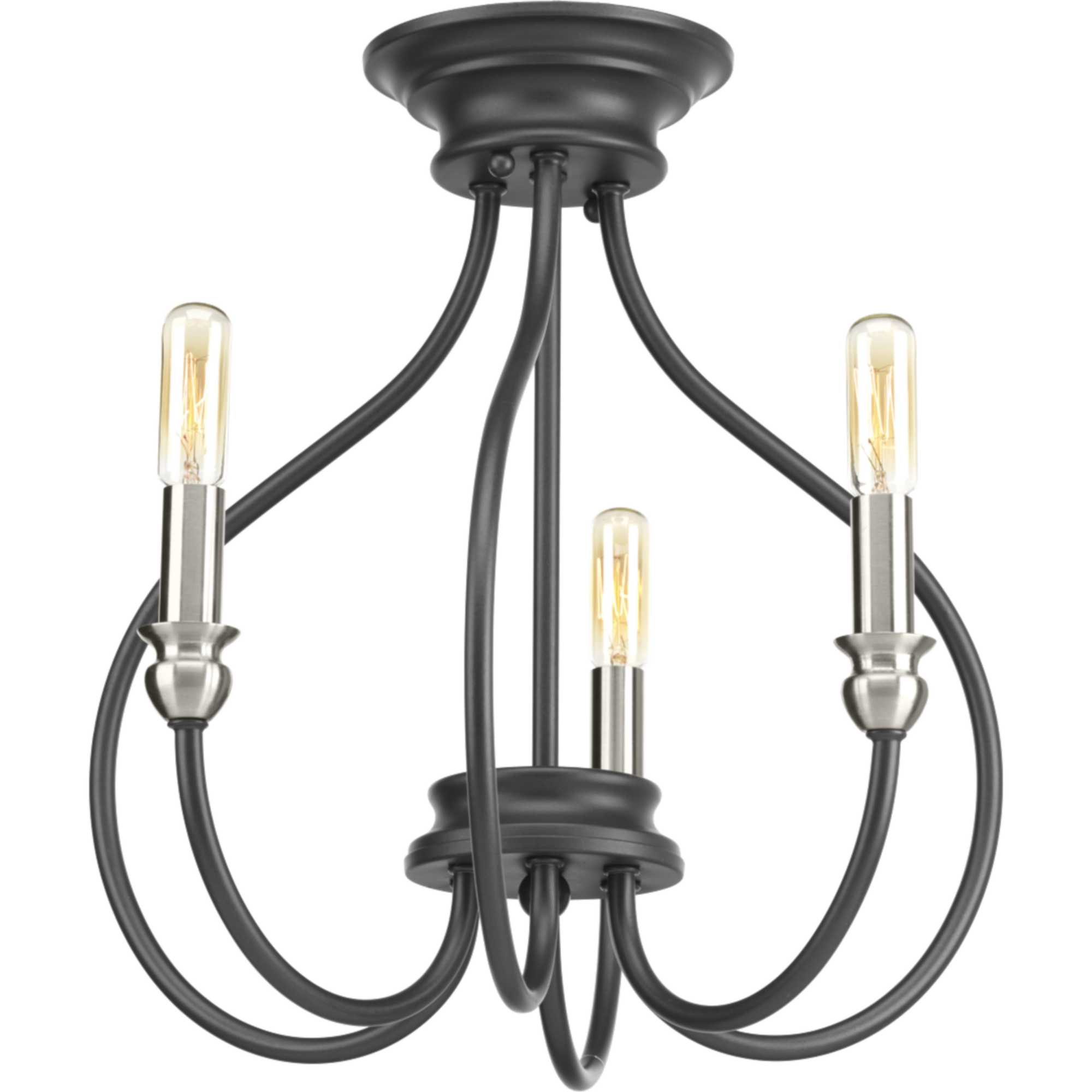 Photos - Chandelier / Lamp Progress Lighting P350042 Whisp 3 Light 15" Wide Semi Flush Ceiling Fixture or Pendant Graphite Indoor Lighting Ceiling Fixt 