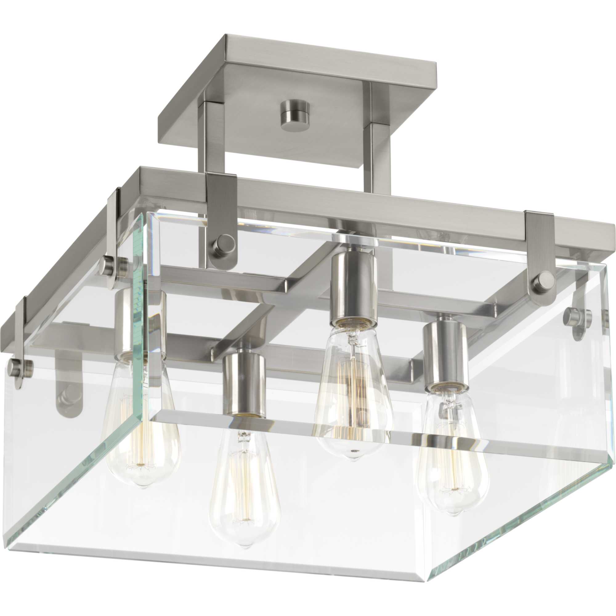 Photos - Chandelier / Lamp Progress Lighting P350090 Glayse 4 Light 17" Wide Semi-Flush Ceiling Fixture or Pendant Brushed Nickel Indoor Lighting Ceili 
