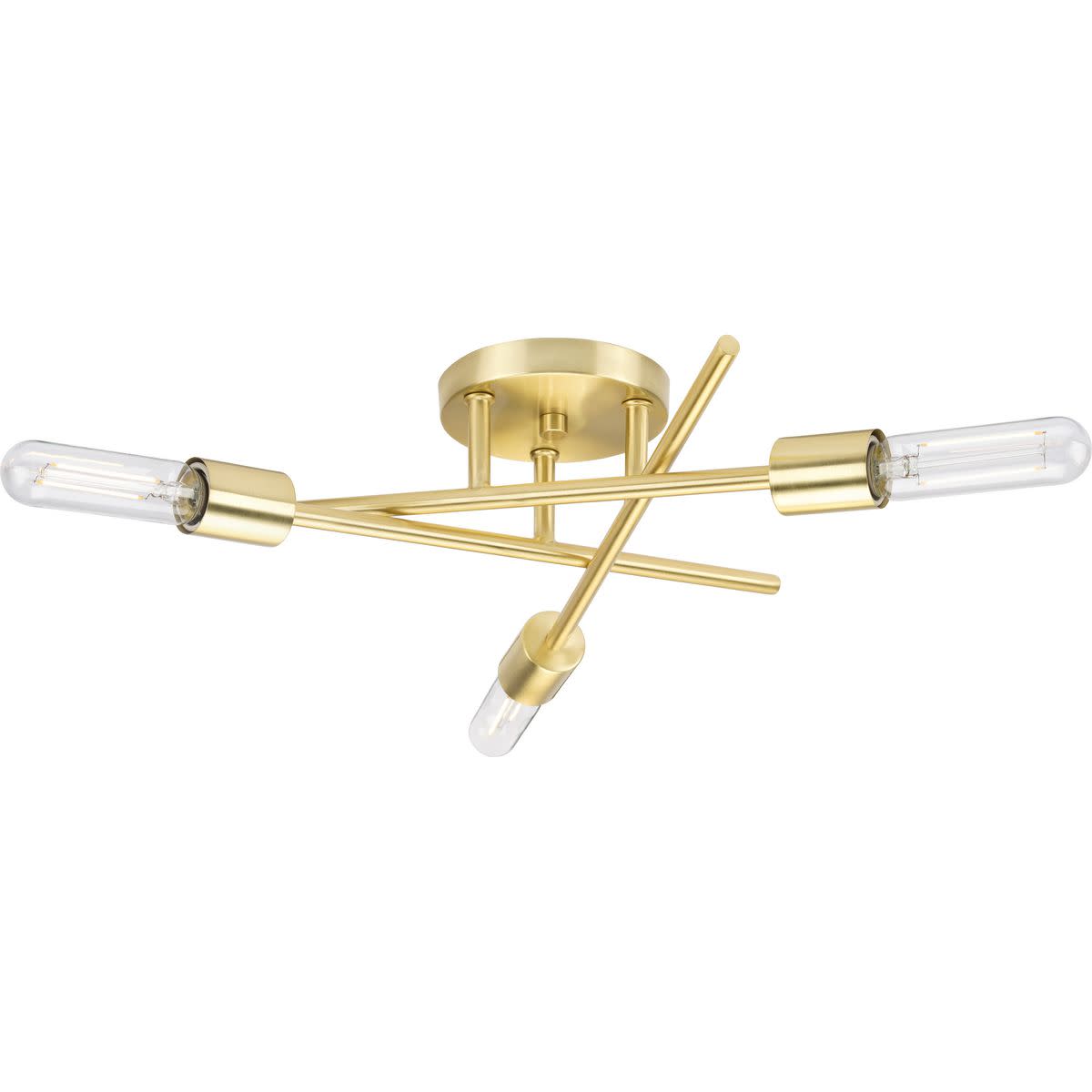 Photos - Chandelier / Lamp Progress Lighting P350225 Astra 3 Light 18" Wide Semi-Flush Ceiling Fixture Satin Brass Indoor Lighting Ceiling Fixtures Sem 