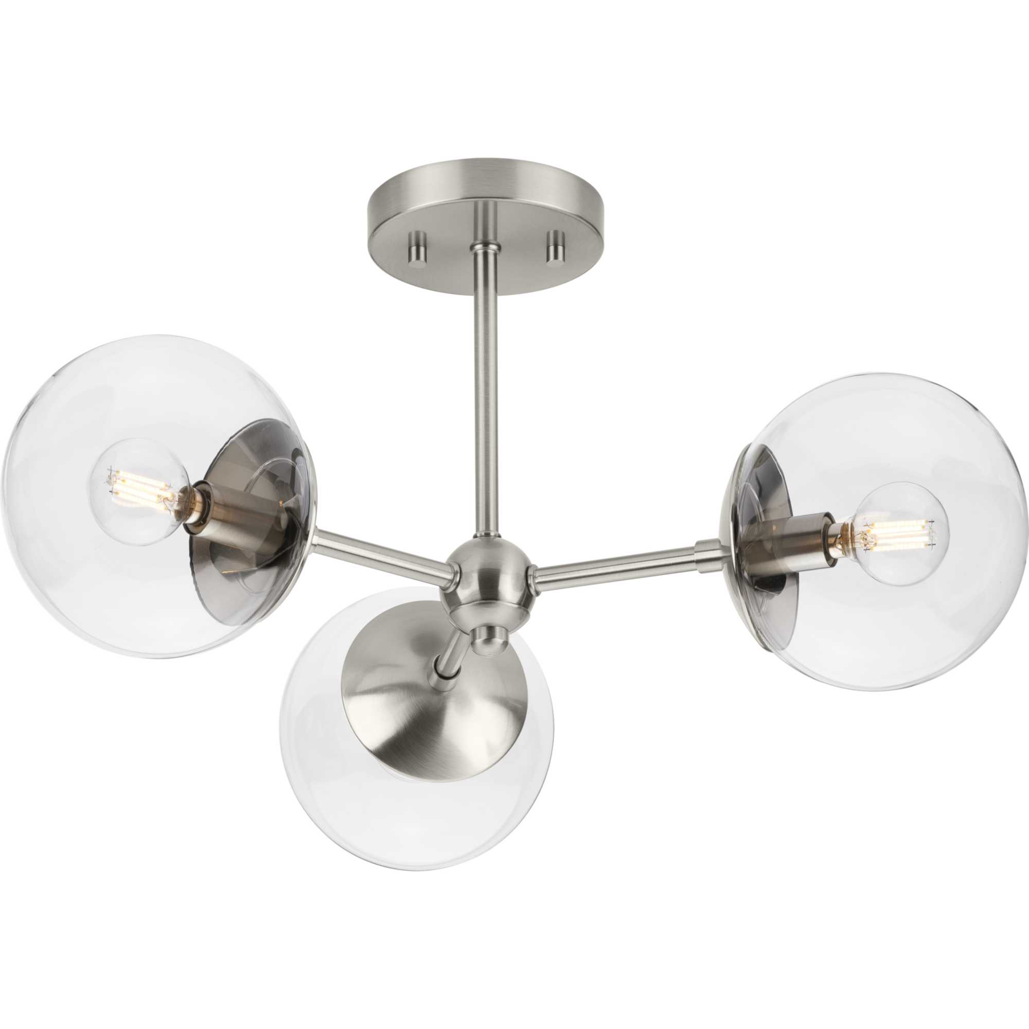 Photos - Chandelier / Lamp Progress Lighting P350235 Atwell 3 Light 22" Wide Semi-flush Ceiling Fixture Brushed Nickel Indoor Lighting Ceiling Fixtures 