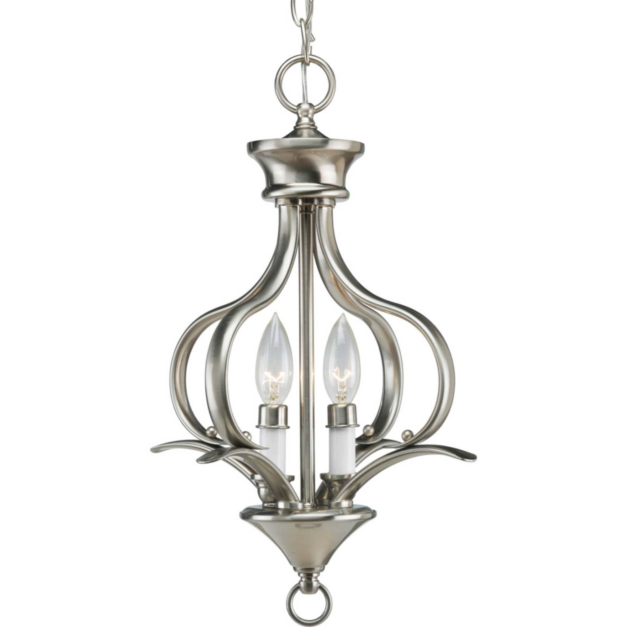 Photos - Chandelier / Lamp Progress Lighting P3806 Trinity 2 Light 12" Wide Taper Candle Pendant Brushed Nickel Indoor Lighting Pendants P3806-09 