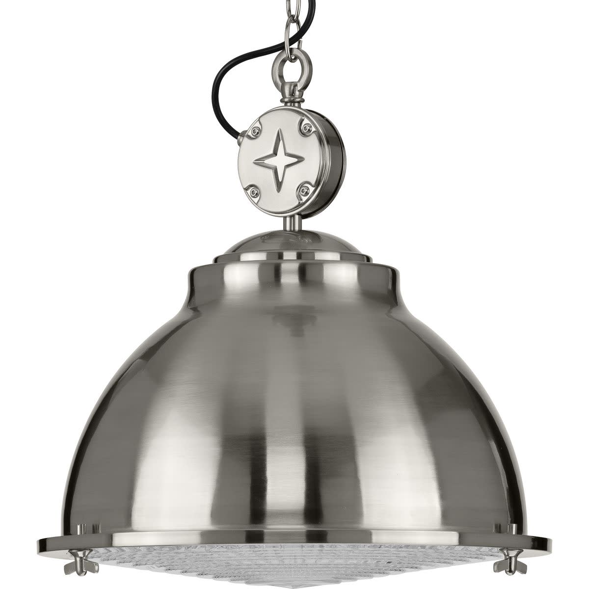 Photos - Chandelier / Lamp Progress Lighting P500212 Medal 17" Wide Pendant with Metal Shade and Prismatic Glass Diffuser Brushed Nickel Indoor Lightin 