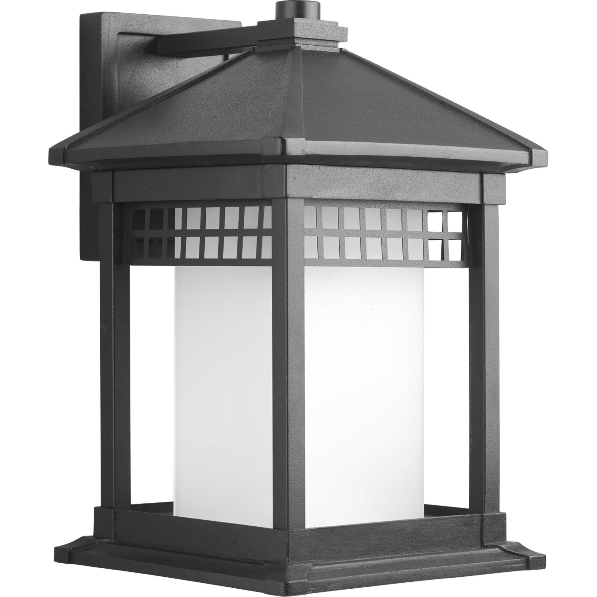 Photos - Floodlight / Street Light Progress Lighting P6002 Merit 1 Light 16" Tall Outdoor Wall Sconce with Etched Square Glass Shade Black Outdoor Lighting Wal 