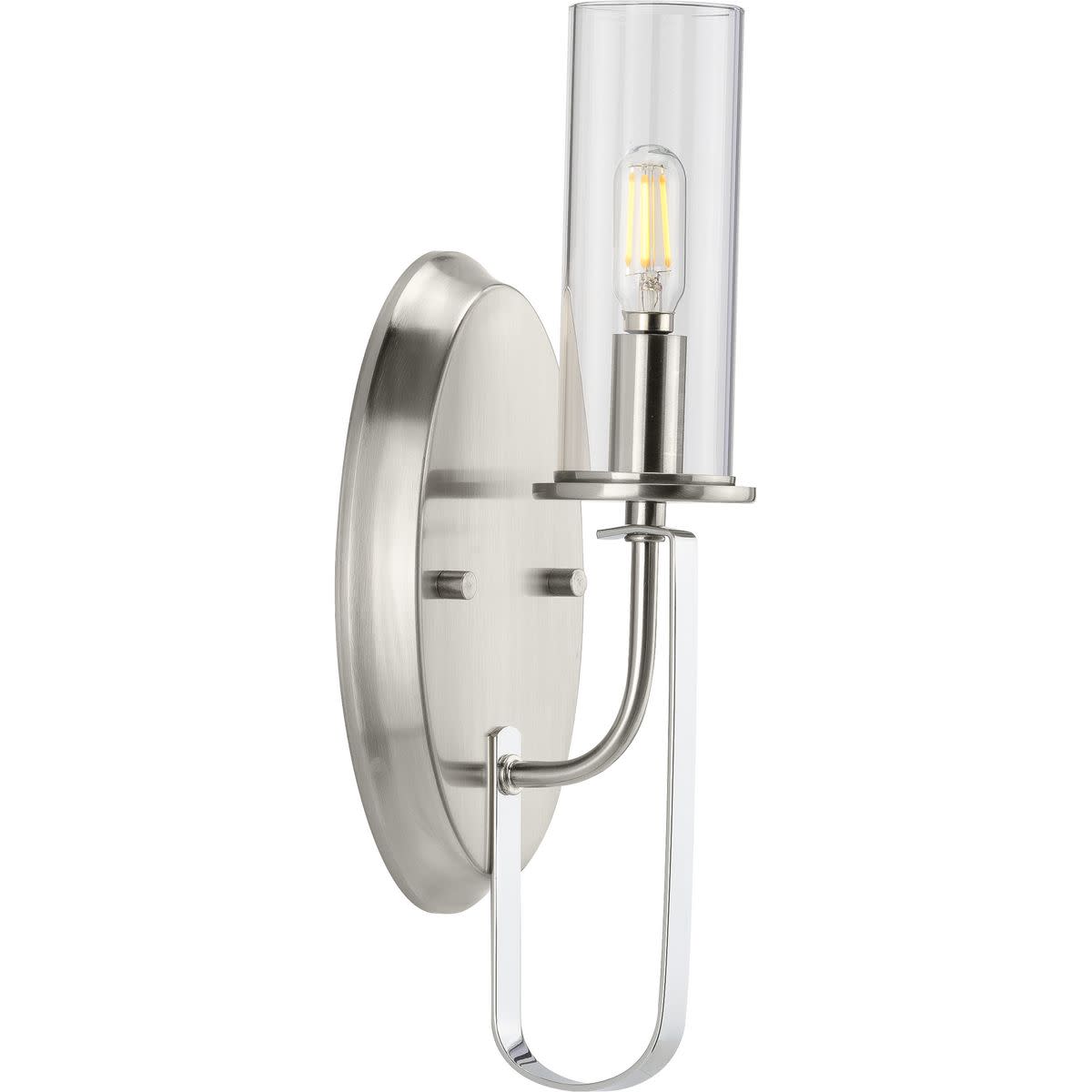 Photos - Chandelier / Lamp Progress Lighting P710082 Riley 15" Tall Bathroom Sconce Brushed Nickel Indoor Lighting Bathroom Fixtures Bathroom Sconce P7 