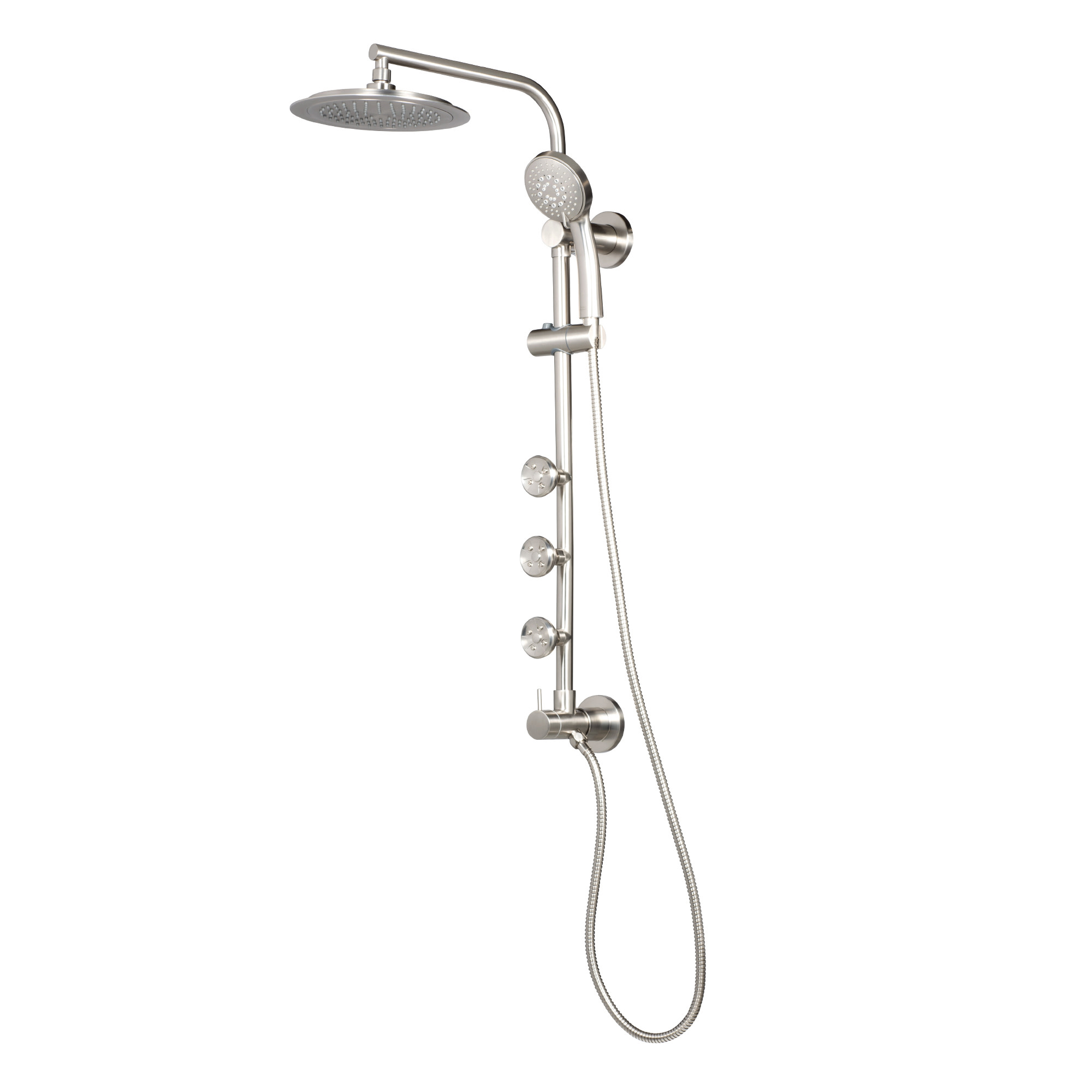 Photos - Tap Pulse Fitness Pulse 1089 Lanai Retrofit Shower with Shower Head Hand Shower Slide Bar 3 Bodysprays Shower Arm and Hose Brushed Nickel Show