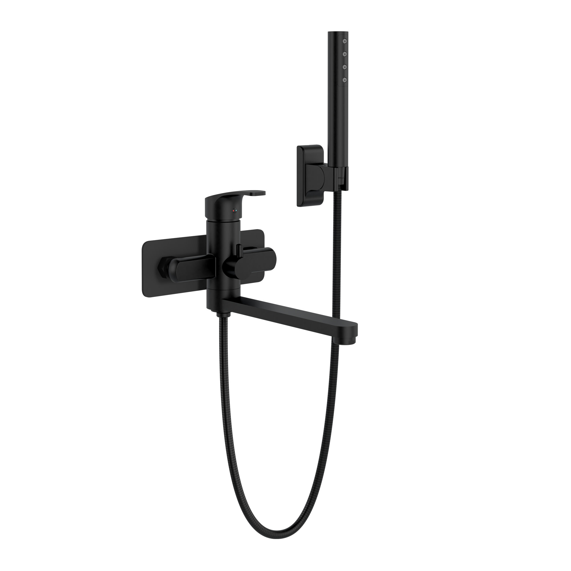 Photos - Tap Pulse Fitness Pulse 3030-WMTF Niagara Wall Mounted Tub Filler with Built-In Diverter - Includes Hand Shower Matte Black Faucet Tub Filler 