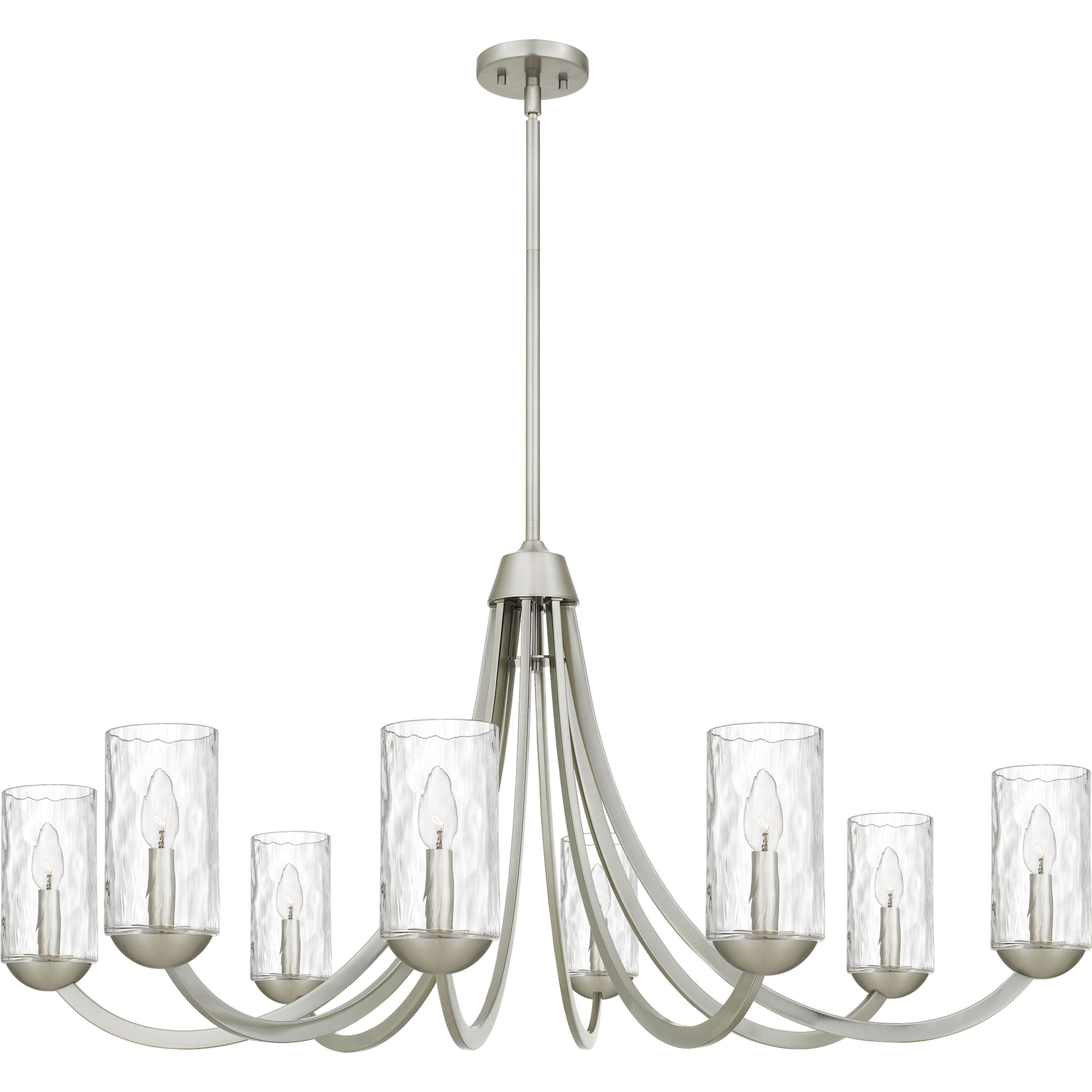 Photos - Chandelier / Lamp Quoizel ALD5045 Allard 8 Light 45" Wide Taper Candle Style Chandelier with Water Glass Shades Brushed Nickel Indoor Lighting 