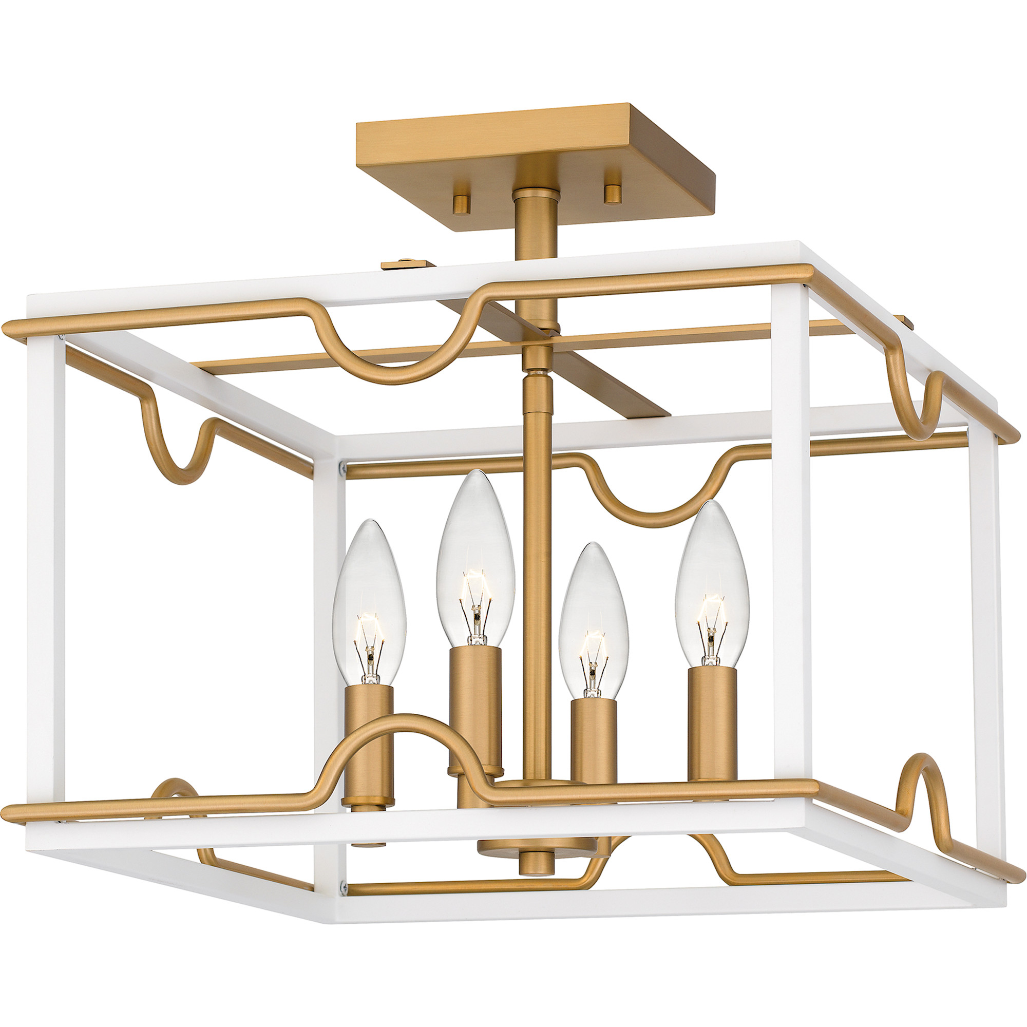 Photos - Chandelier / Lamp Quoizel BNK1714 Brinkman 4 Light 14" Wide Semi-Flush Square Ceiling Fixture Matte White Indoor Lighting Ceiling Fixtures Sem 