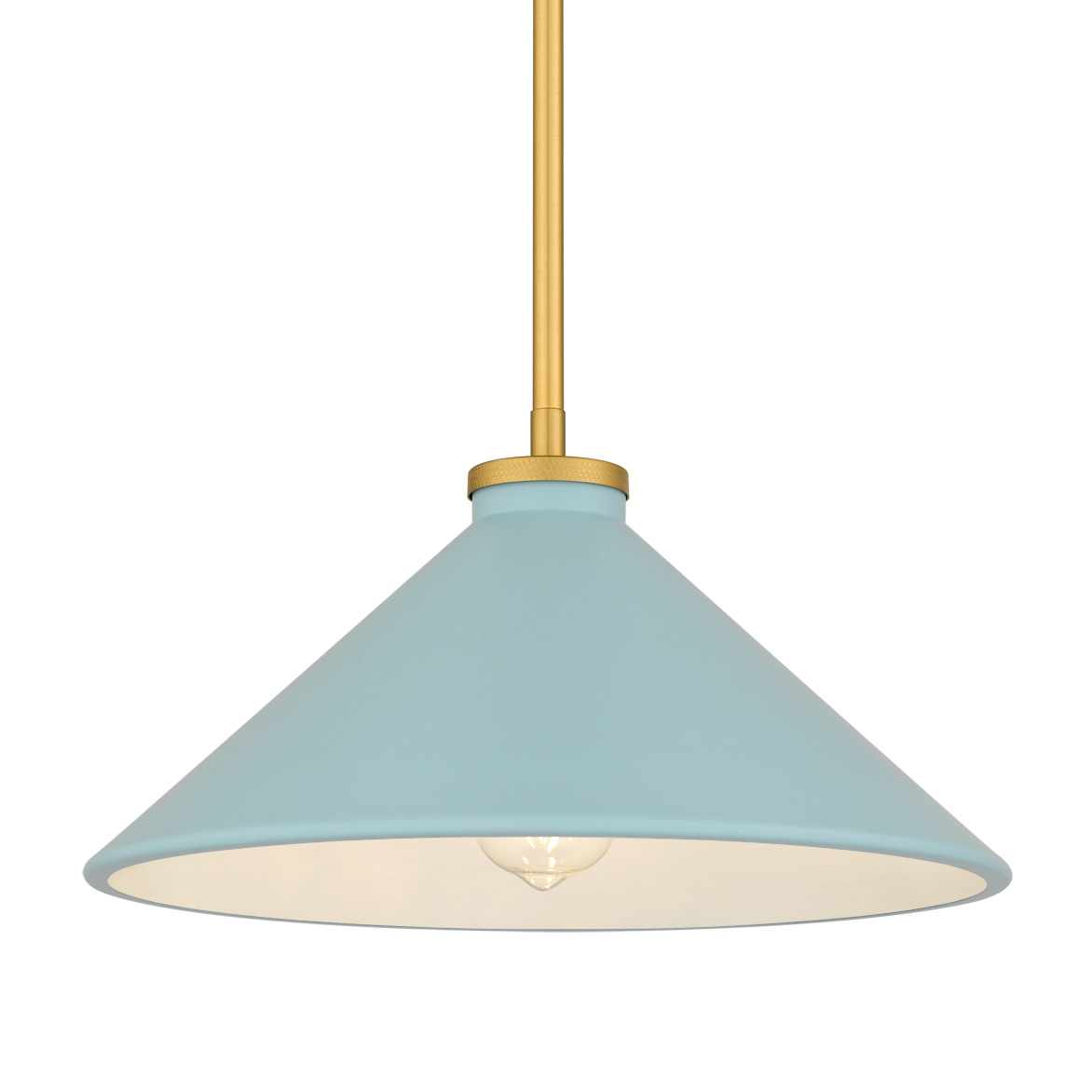 Photos - Chandelier / Lamp Quoizel BRAD1814 Bradbury 14" Wide Pendant Brushed Gold / Light Blue Indoor Lighting Pendants BRADB1814BRG