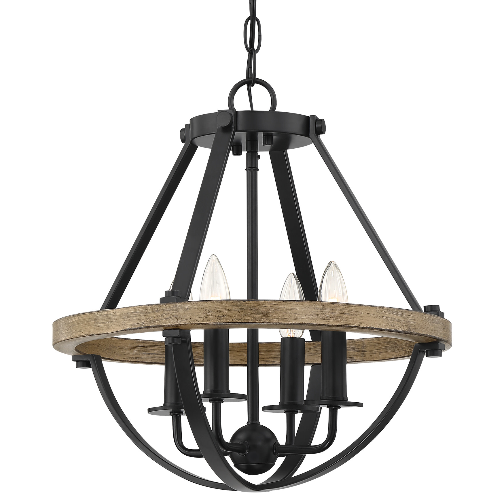 Photos - Chandelier / Lamp Quoizel BRL1716 Bartlett 4 Light 16" Wide Taper Candle Pendant / Semi-Flush Ceiling Fixture Earth Black Indoor Lighting Pend