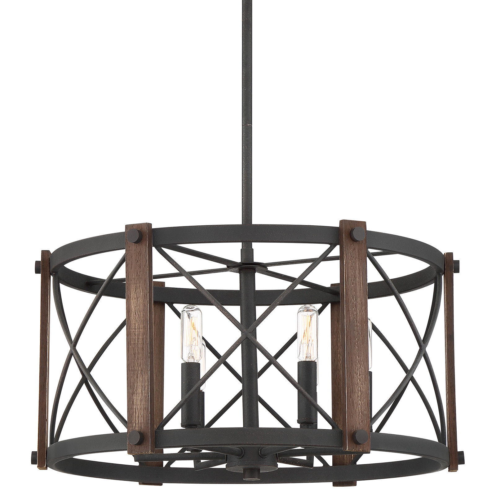Photos - Chandelier / Lamp Quoizel BRO2820 Baron 6 Light 20" Wide Drum Chandelier Marcado Black Indoor Lighting Chandeliers BRO2820MK 