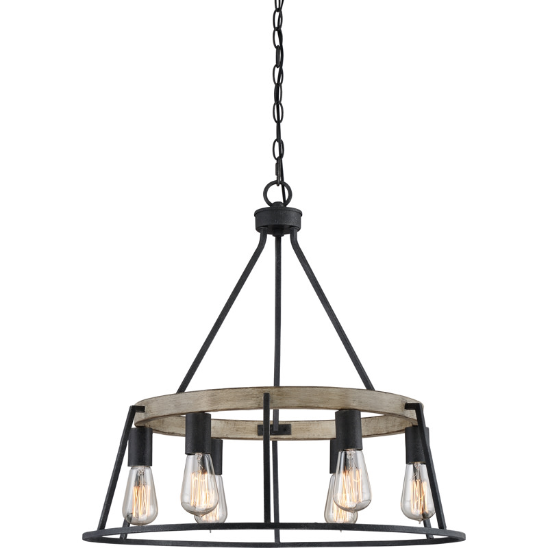 Photos - Chandelier / Lamp Quoizel BRT5006 Brockton 6 Light 25" Wide Wood Chandelier Grey Ash Indoor Lighting Chandeliers BRT5006GK