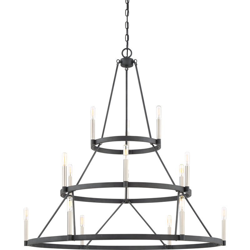 Photos - Chandelier / Lamp Quoizel DOR5015 Doran 15 Light 40-1/4" Wide Ring Chandelier Mottled Black Indoor Lighting Chandeliers DOR5015MB 