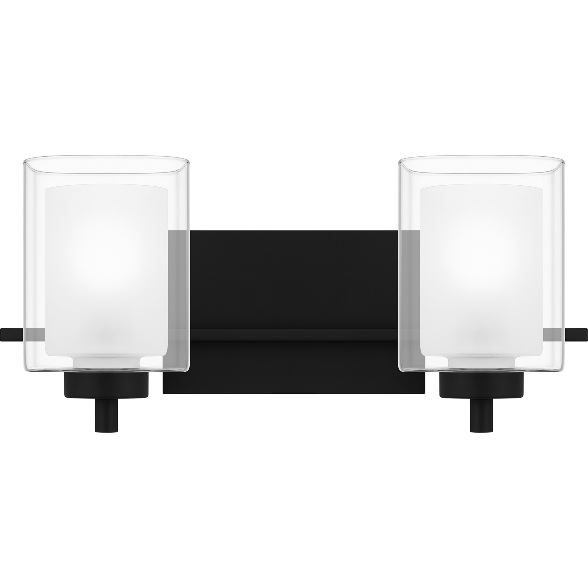 Photos - Chandelier / Lamp Quoizel KLT8902 Kolt 2 Light 17" Wide Vanity Light with Clear and Frosted Glass Shades Matte Black Indoor Lighting Bathroom 