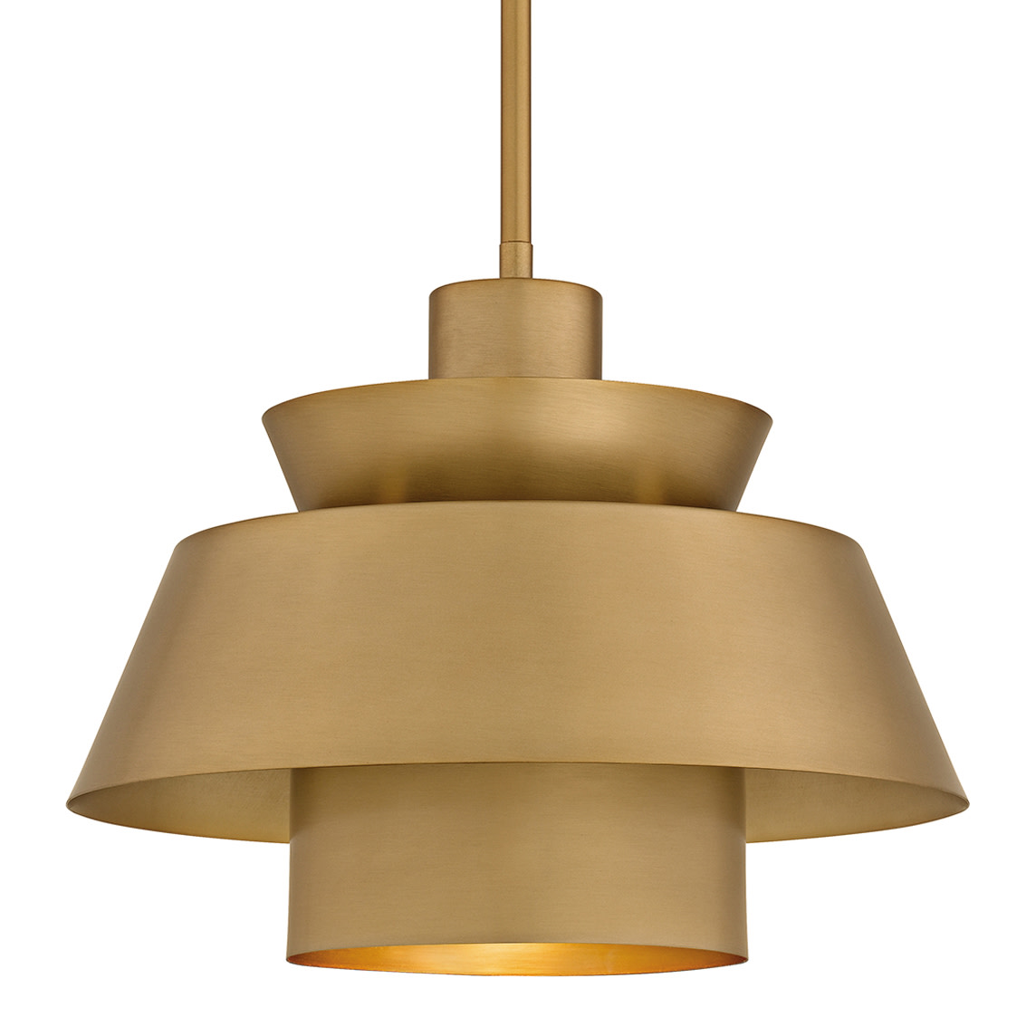 Photos - Chandelier / Lamp Quoizel LMI1814 Lumi 14" Wide Pendant with Layered Metal Shade Brushed Weathered Brass Indoor Lighting Pendants LMI1814BWS 
