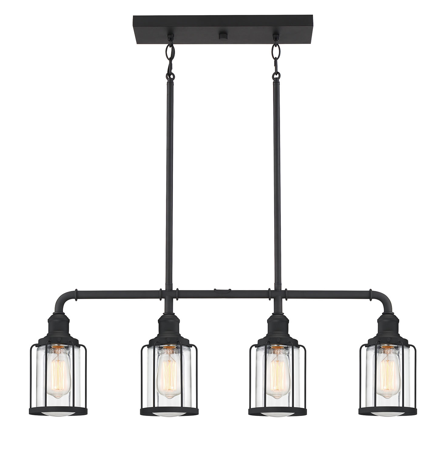 Photos - Chandelier / Lamp Quoizel LUD434 Ludlow 4 Light 34" Wide Linear Chandelier with Clear Glass Shades Earth Black Indoor Lighting Chandeliers LUD 