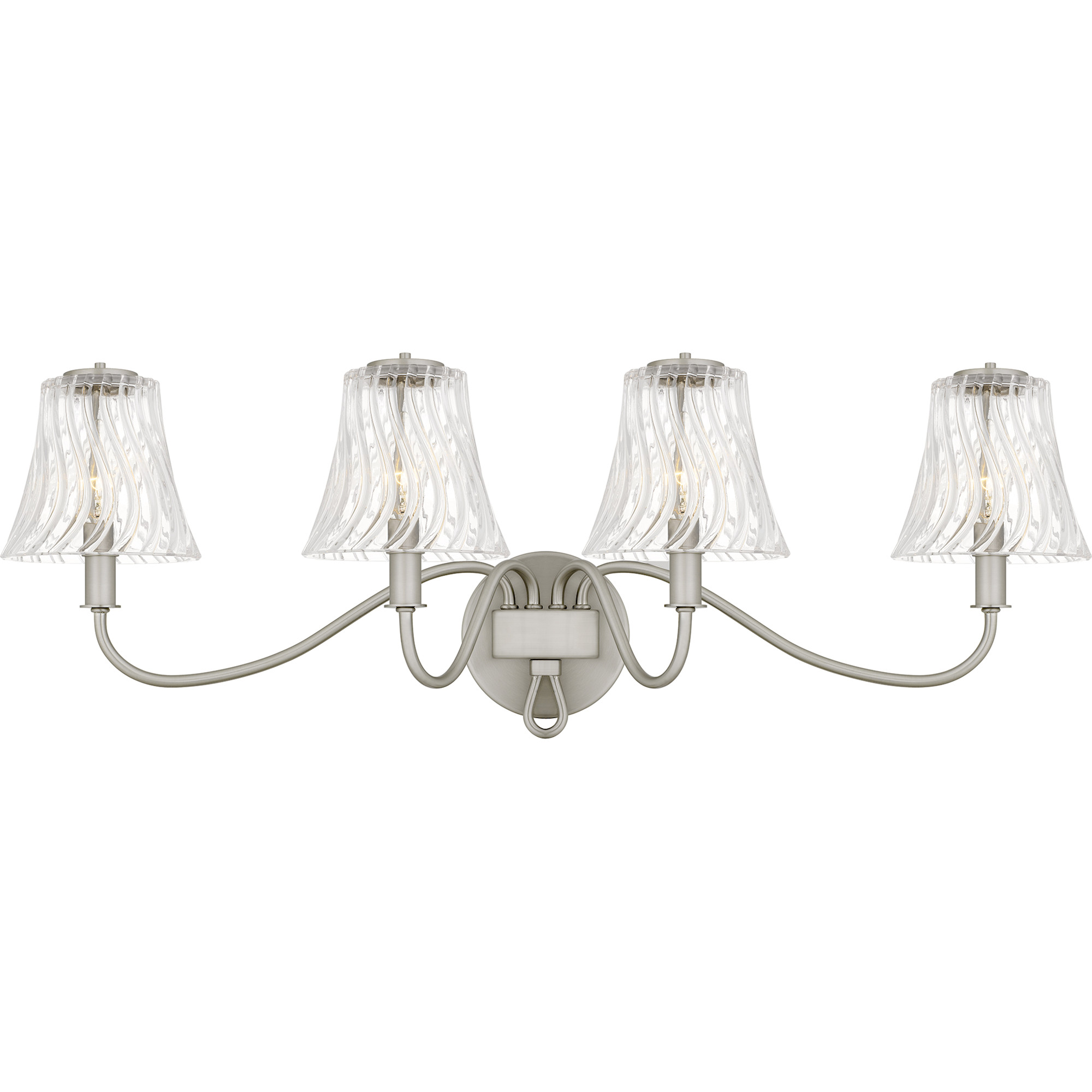 Photos - Chandelier / Lamp Quoizel MCK8631 McKinney 4 Light 31" Wide Vanity Light with Swirl Glass Shades Brushed Nickel Indoor Lighting Bathroom Fixtu