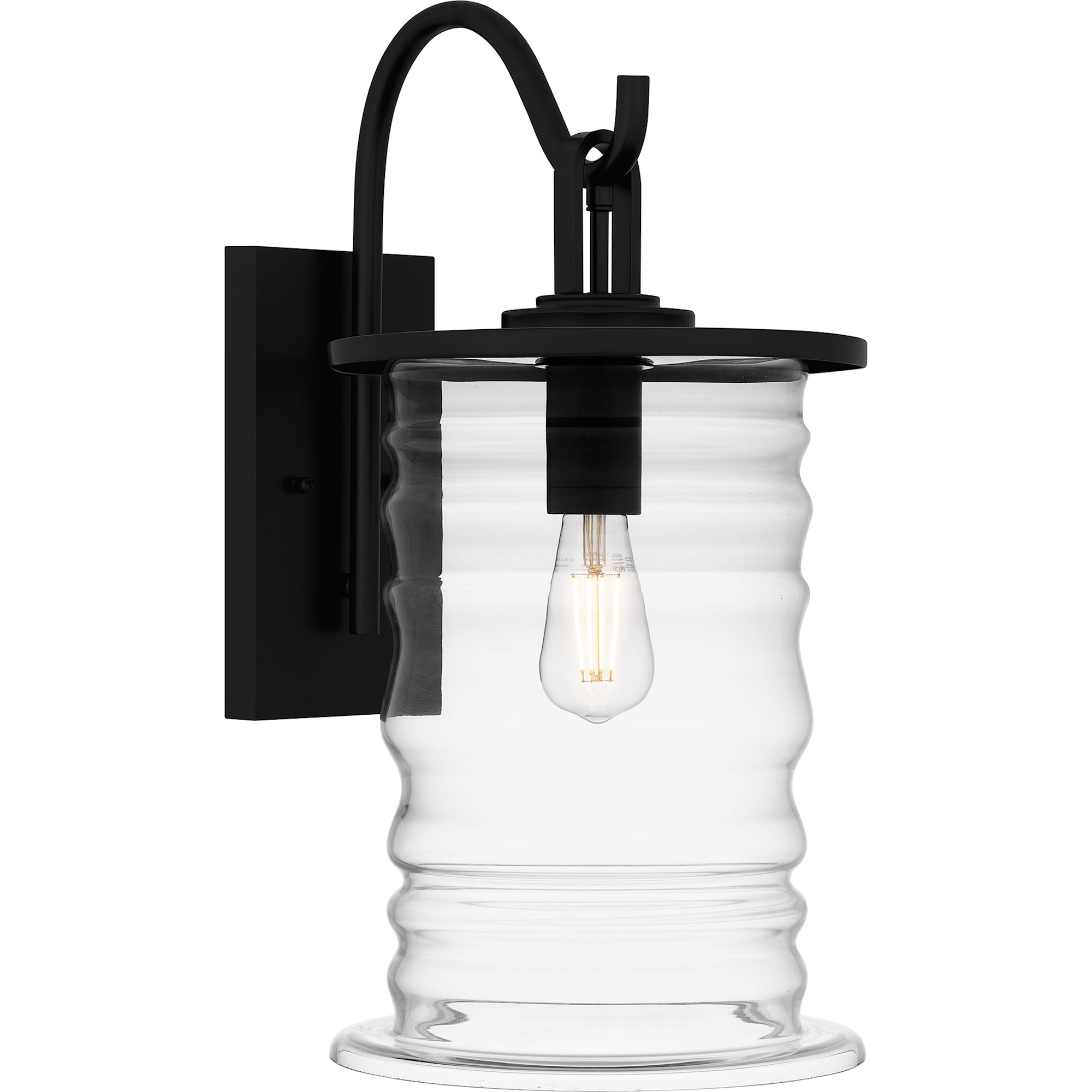 Photos - Floodlight / Street Light Quoizel NAD8410 Noland 21" Tall Outdoor Wall Sconce with Rippled Glass Shade Matte Black Outdoor Lighting Wall Sconces NAD84 