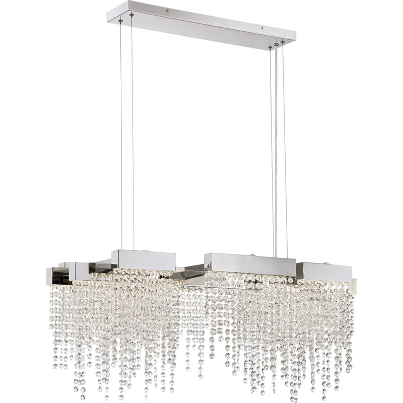 Photos - Chandelier / Lamp Quoizel PCCL1033 Crystal Falls 33-3/4" Wide Integrated LED Linear Chandelier Polished Nickel Indoor Lighting Chandeliers PCC 