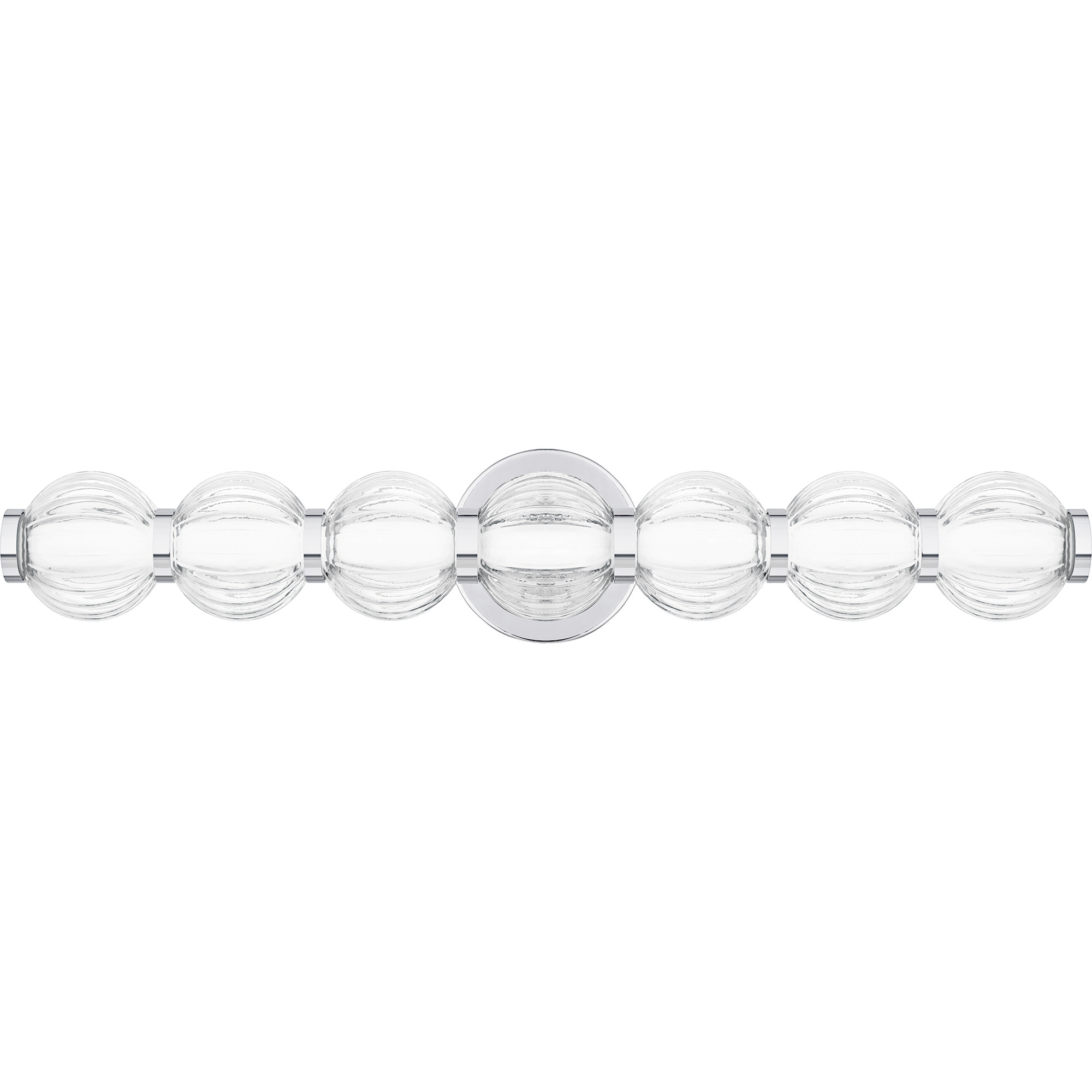 Photos - Chandelier / Lamp Quoizel PCELW8525 Elway 7 Light 25" Wide LED Bath Bar with Ribbed Glass Shades Polished Chrome Indoor Lighting Bathroom Fixt 