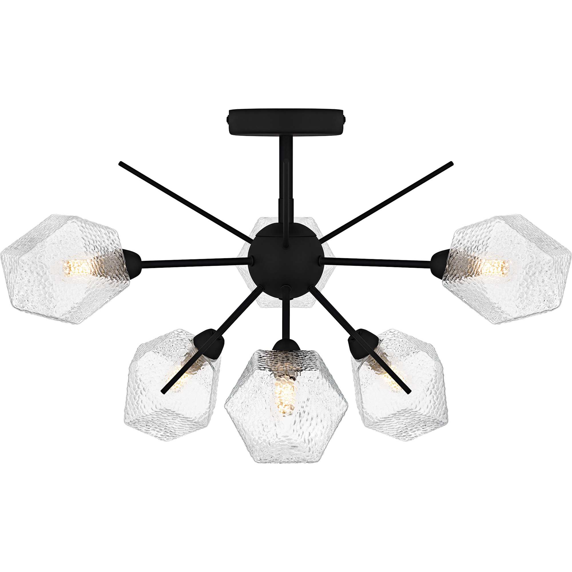 Photos - Chandelier / Lamp Quoizel PCSVD1724 Salvador 6 Light 24" Wide Semi-Flush Ceiling Fixture with Faceted Glass Shades Earth Black Indoor Lighting 