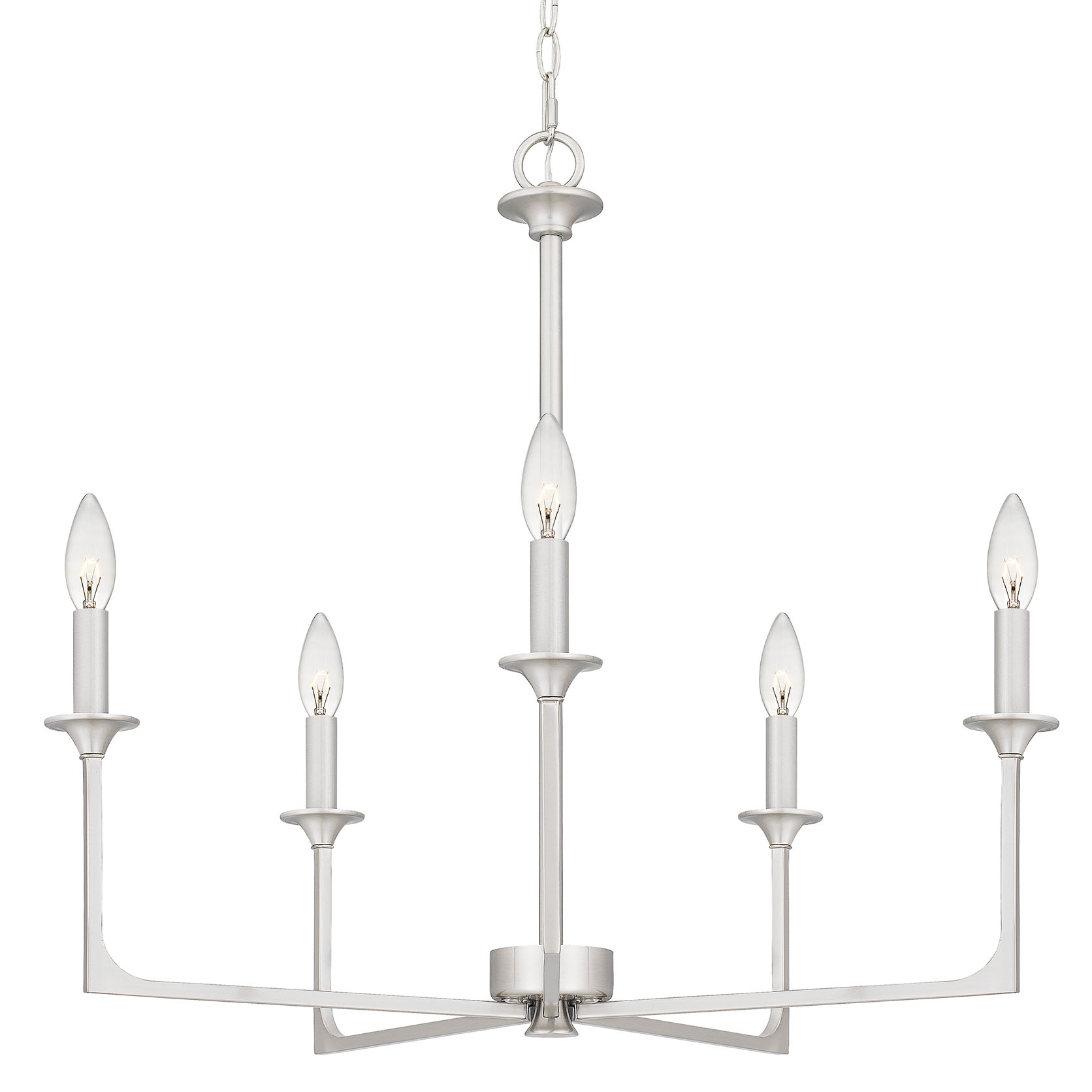 Photos - Chandelier / Lamp Quoizel PRC5026 Prescott 5 Light 26" Wide Taper Candle Style Chandelier Brushed Nickel Indoor Lighting Chandeliers PRC5026BN