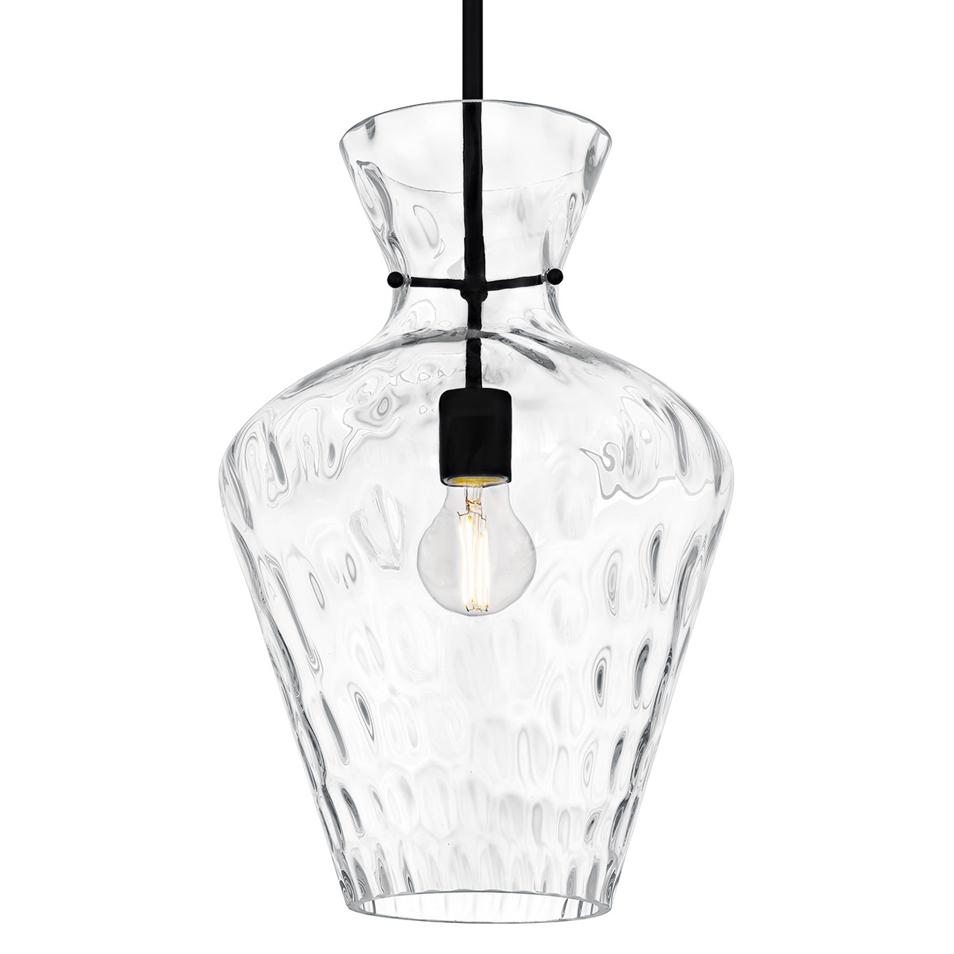 Photos - Chandelier / Lamp Quoizel QMP6806 Hollis 12" Wide Pendant with Water Glass Shade Matte Black Indoor Lighting Pendants QMP6806MBK