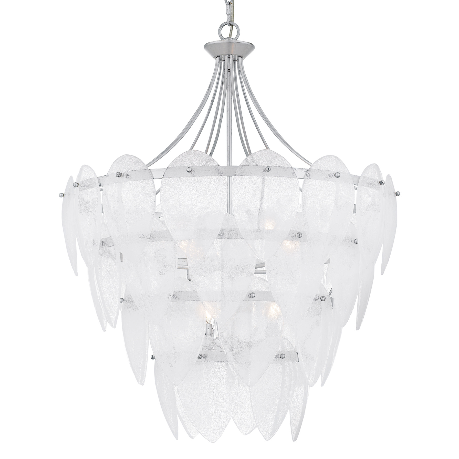 Photos - Chandelier / Lamp Quoizel QP6766 Lilestone 7 Light 28" Wide Waterfall Chandelier Silver Leaf Indoor Lighting Chandeliers QP6766SL