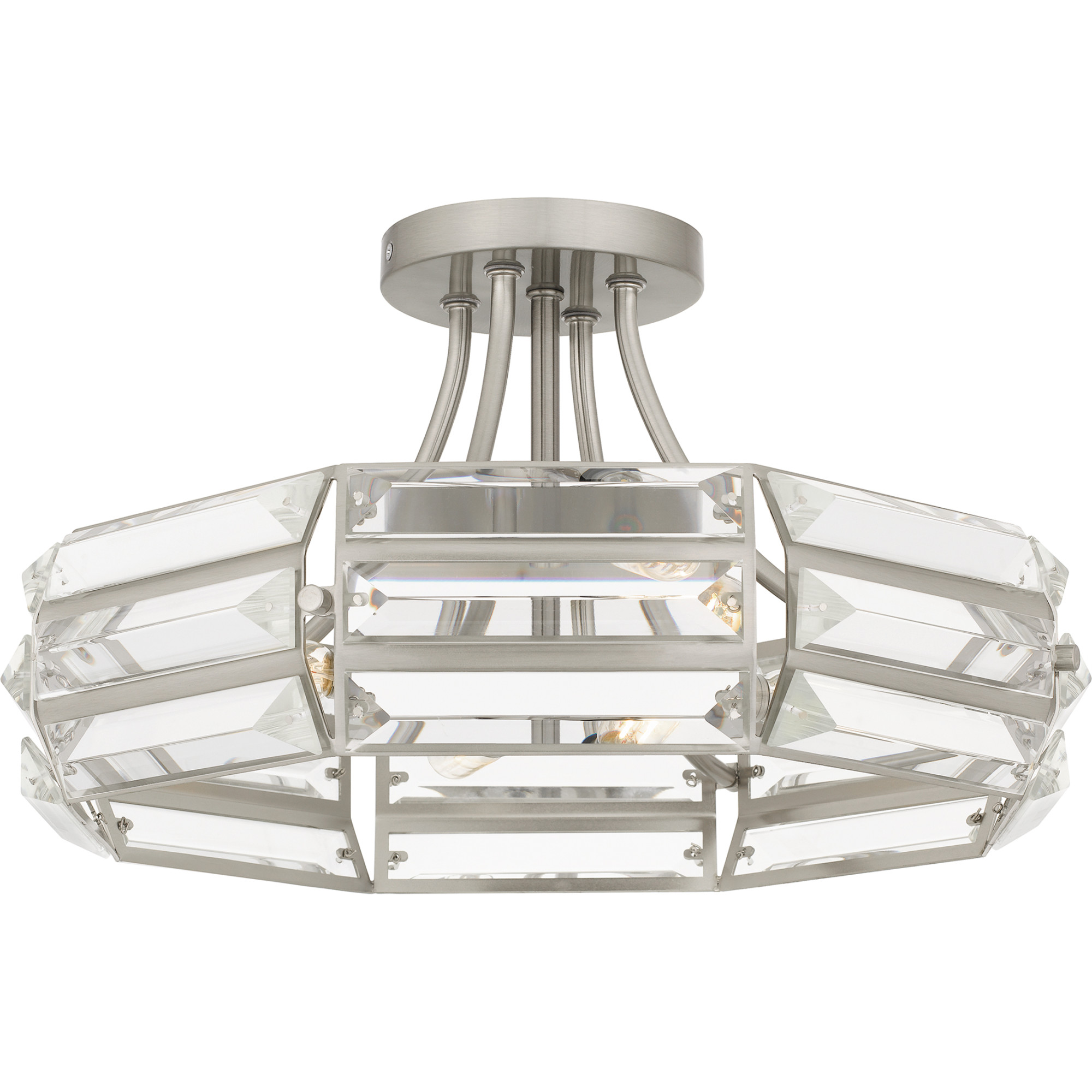 Photos - Chandelier / Lamp Quoizel QSF6209 Padilla 4 Light 17" Wide Semi-Flush Drum Ceiling Fixture Brushed Nickel Indoor Lighting Ceiling Fixtures Sem