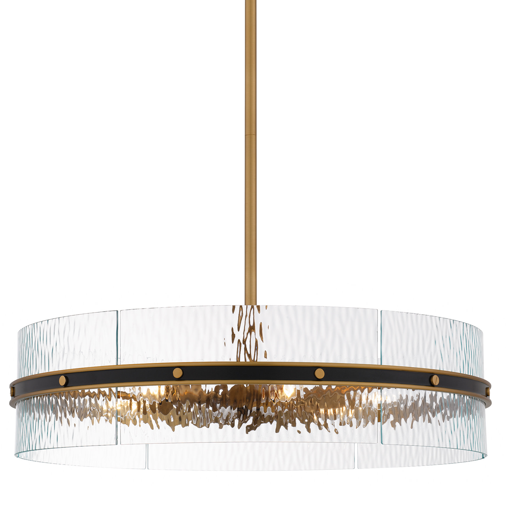 Photos - Chandelier / Lamp Quoizel REA2824 Reagan 6 Light 24" Wide Pendant with Water Glass Shade Matte Black Indoor Lighting Pendants REA2824MBK 